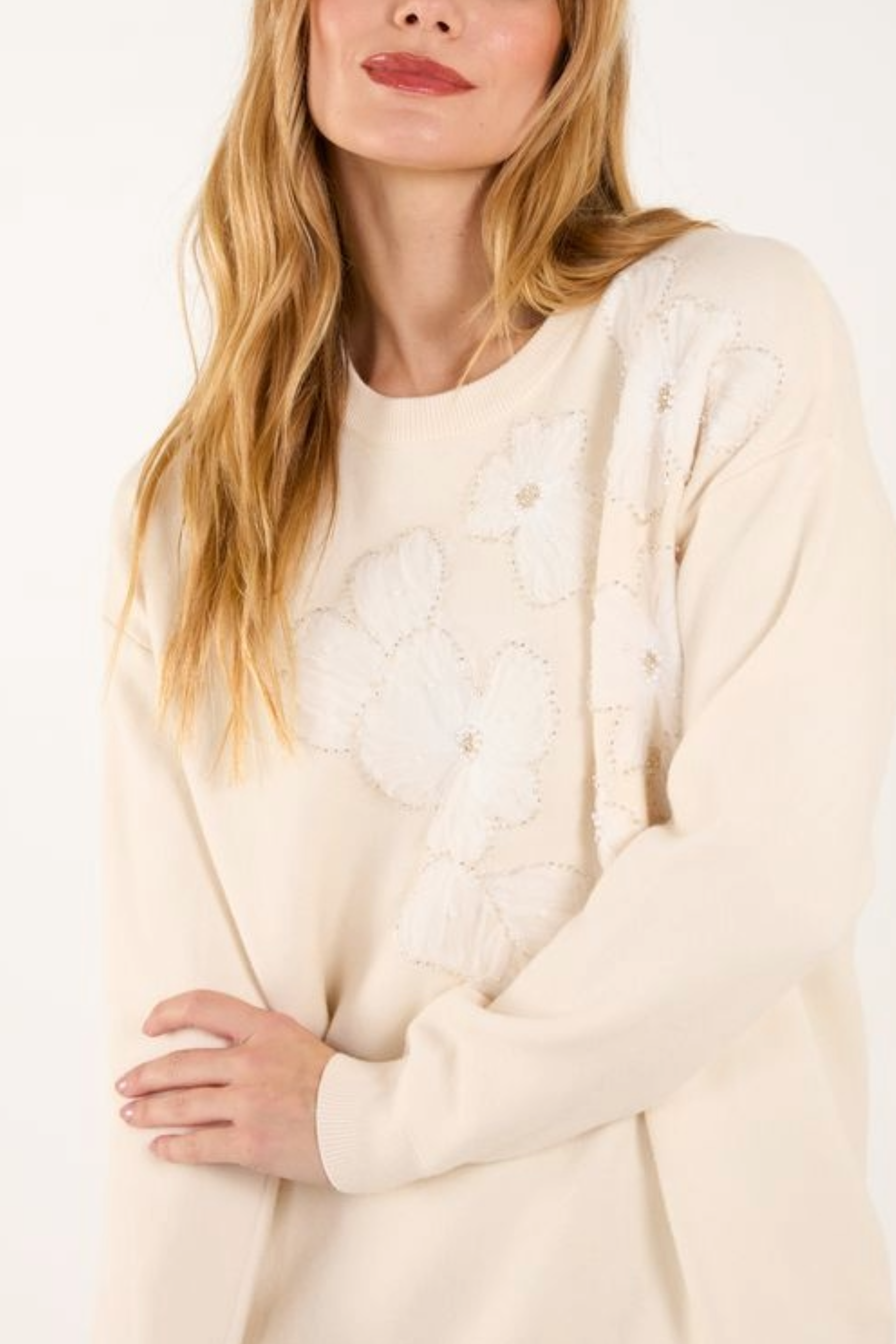 Diamante Floral Knit Jumper