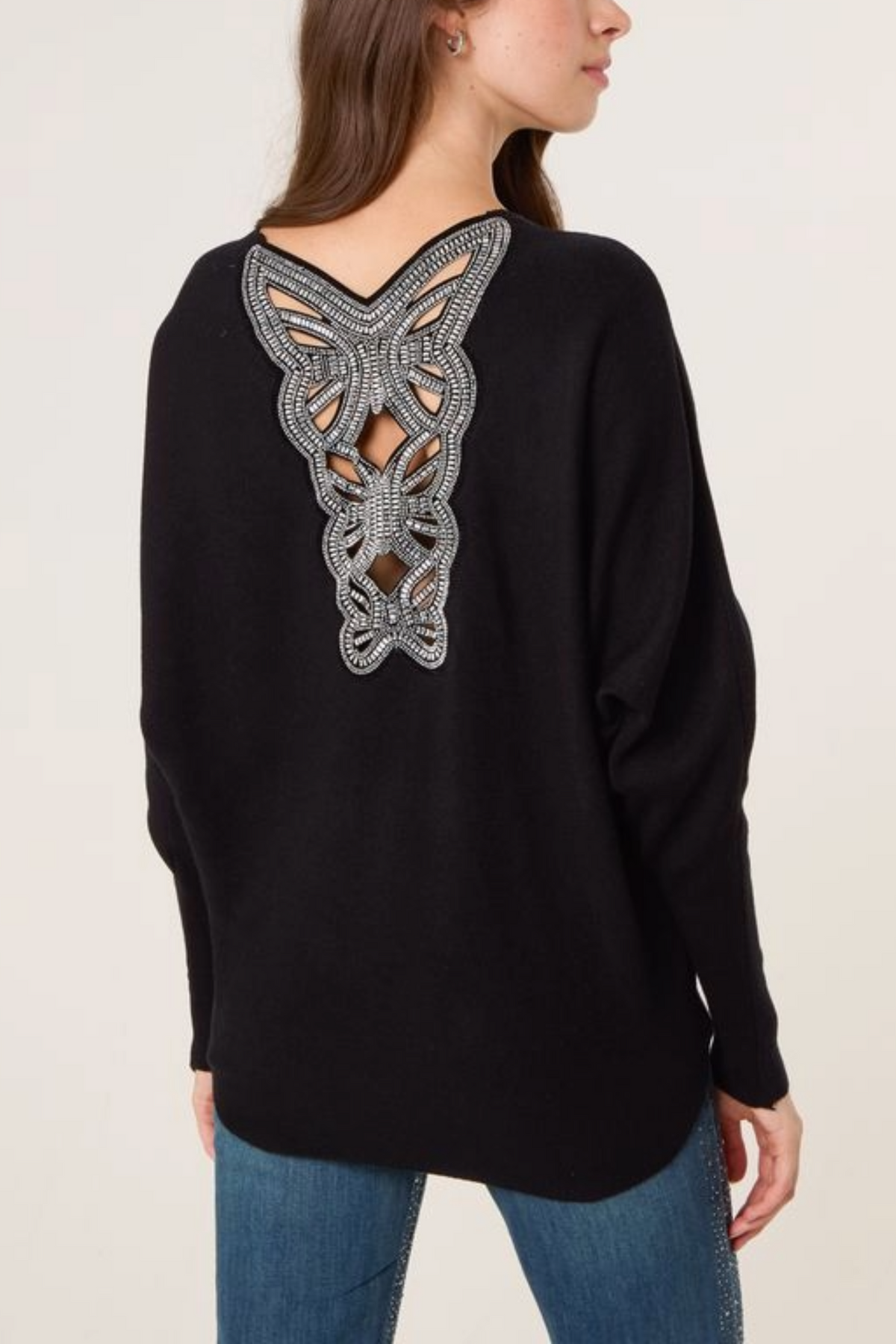 Diamante Butterfly Back Knit Jumper
