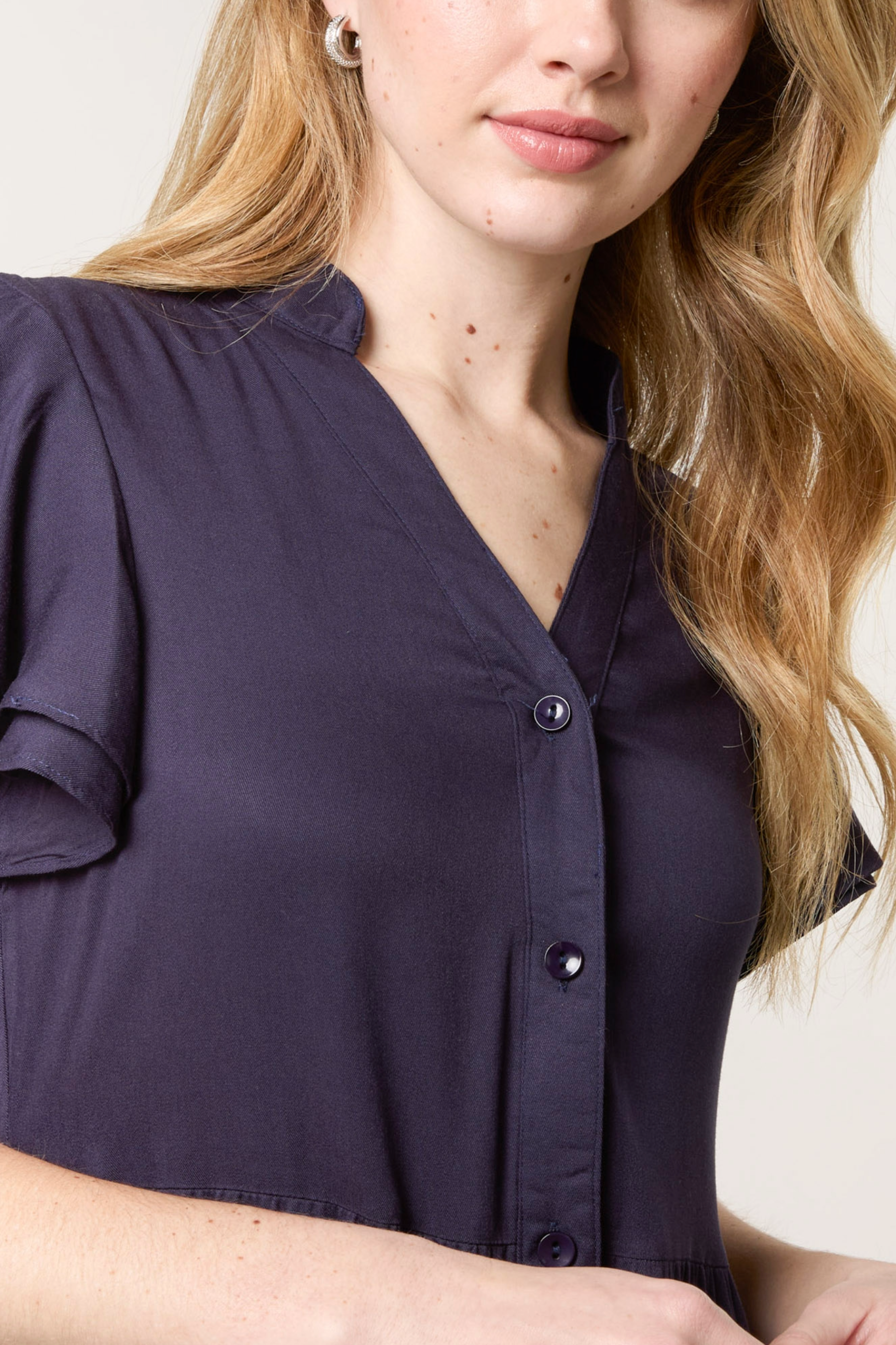 Tiered Angel Sleeve Button Dress