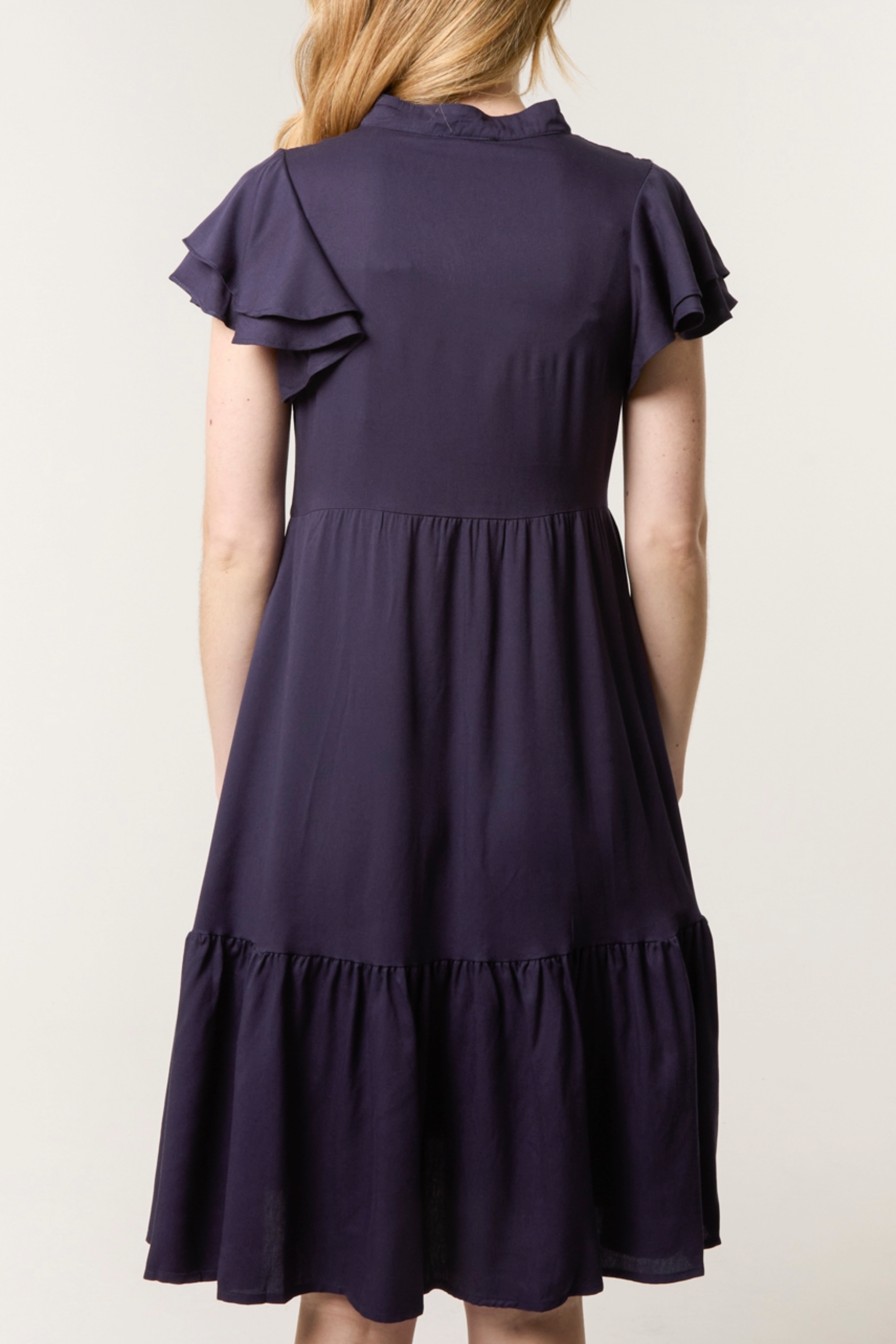 Tiered Angel Sleeve Button Dress