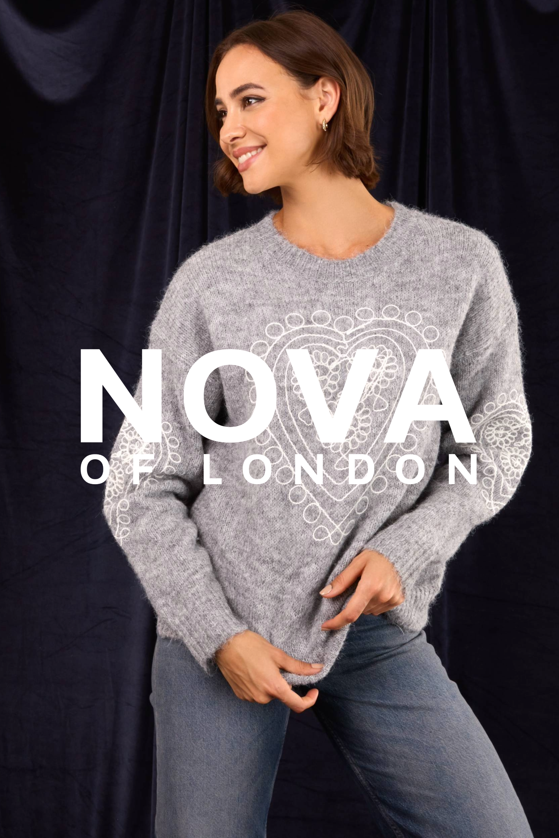 Heart Embroidered Knit Jumper