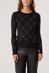 Embellished Diamond Print Jumper