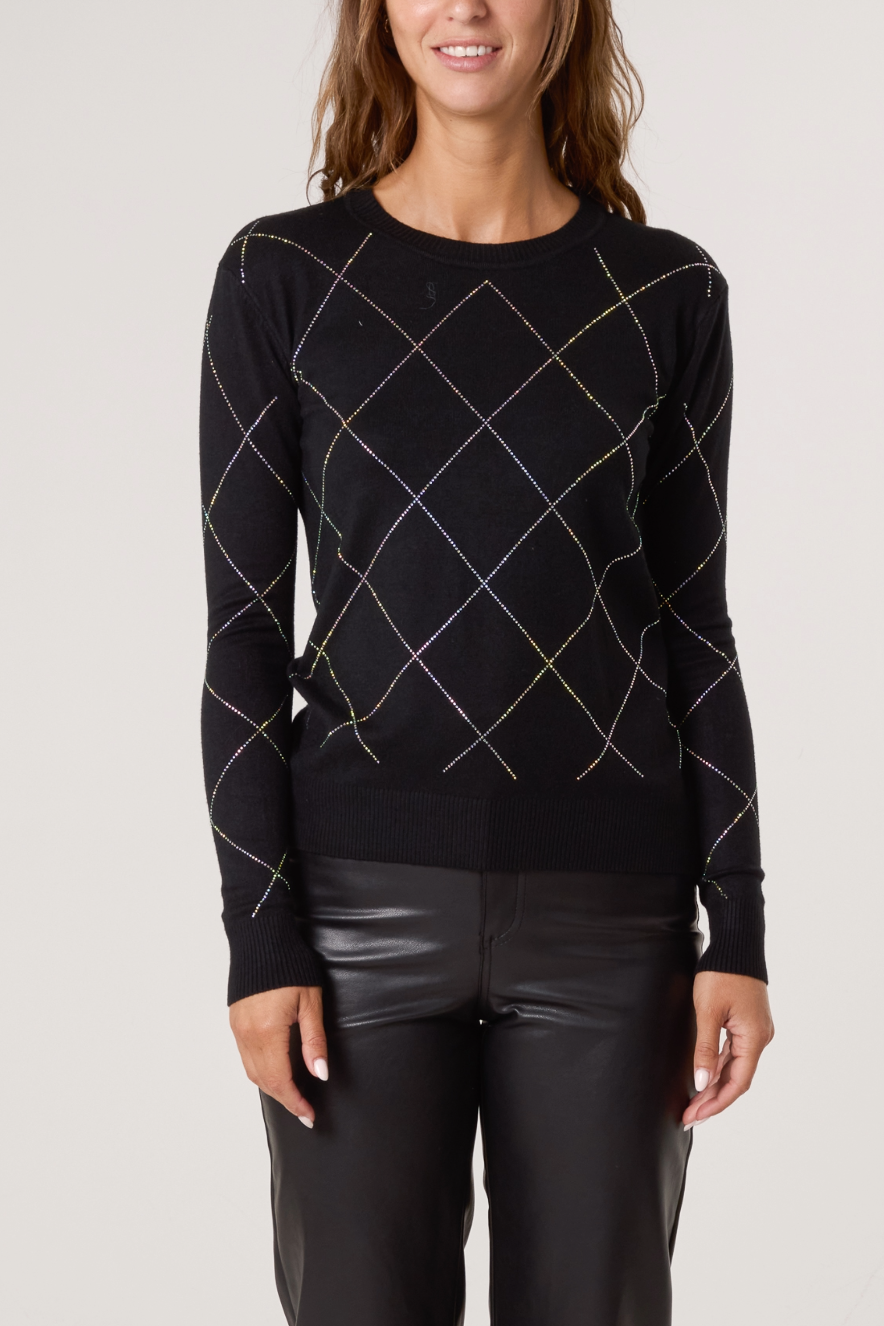 Embellished Diamond Print Jumper