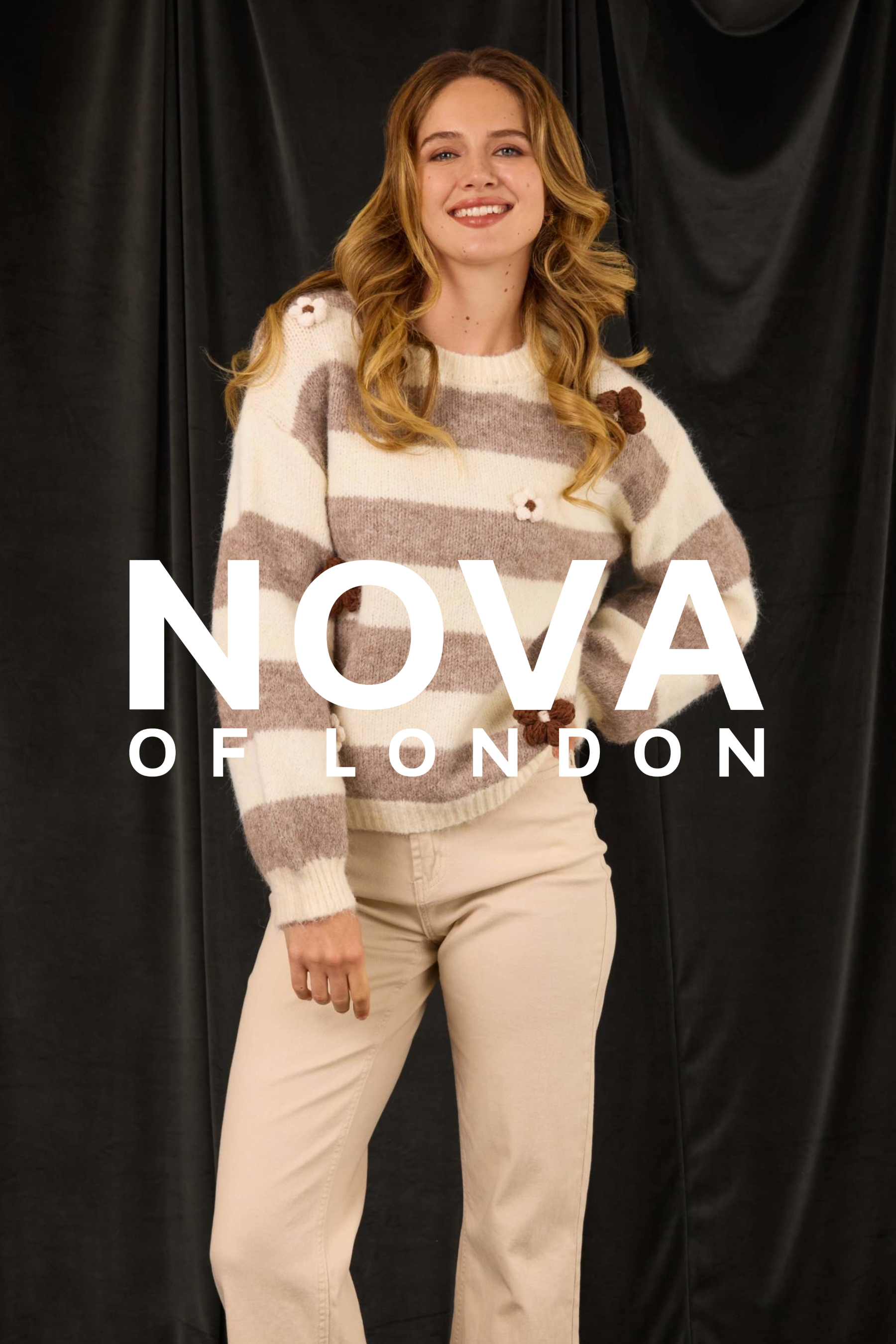 Flocking Flower Striped Wool Jumper