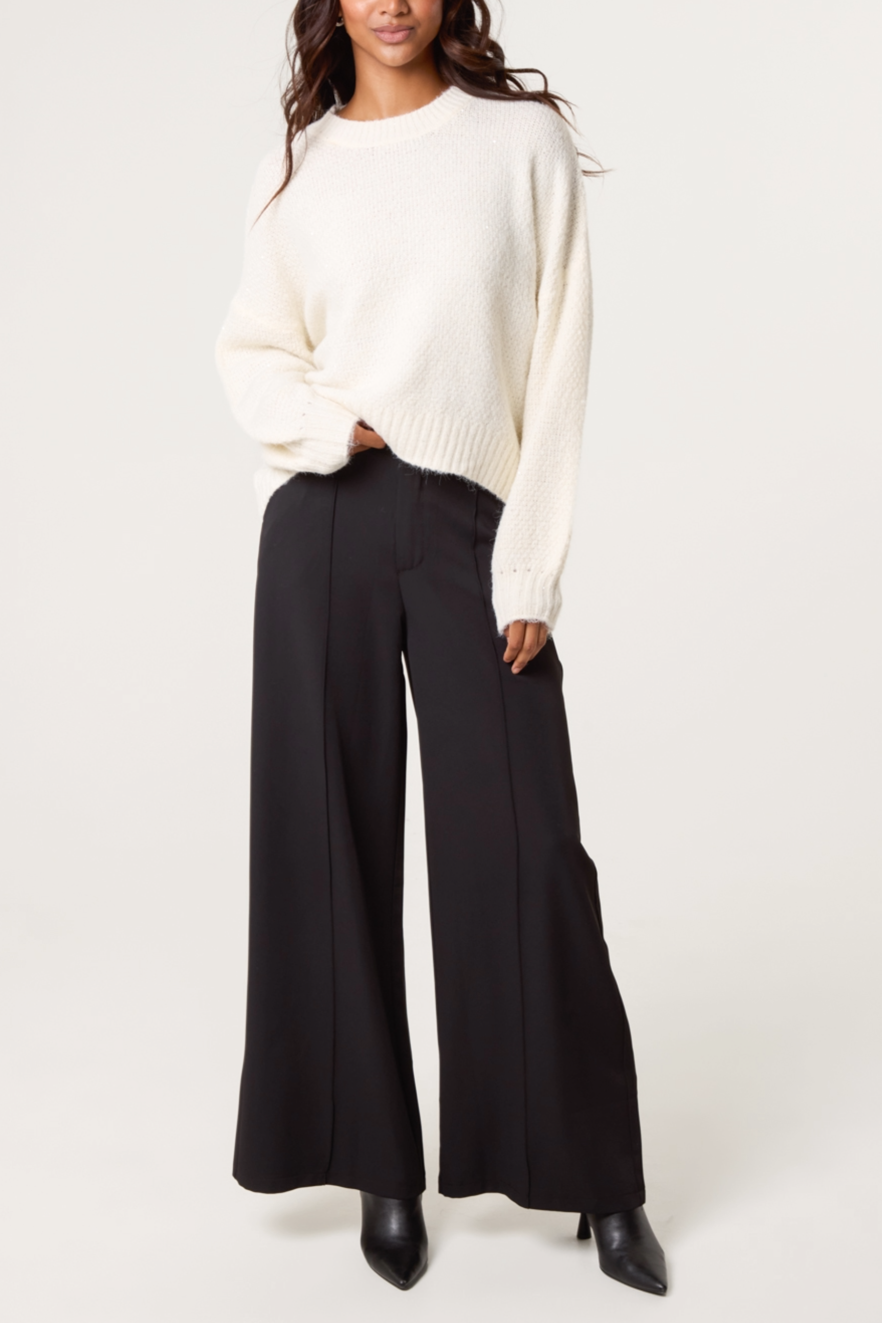 Textured Knit Crew Neck Jumper