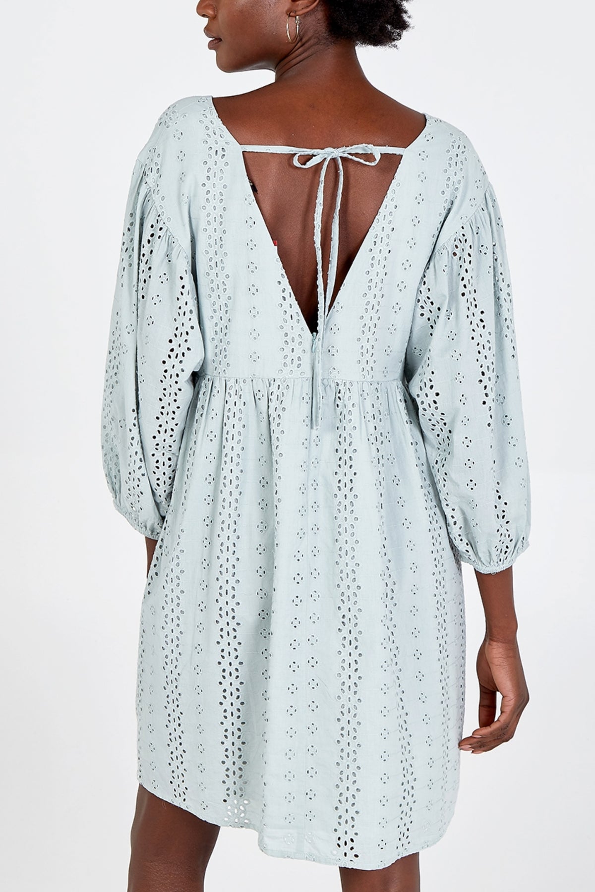 Mint Plunge Babydoll Mini Dress