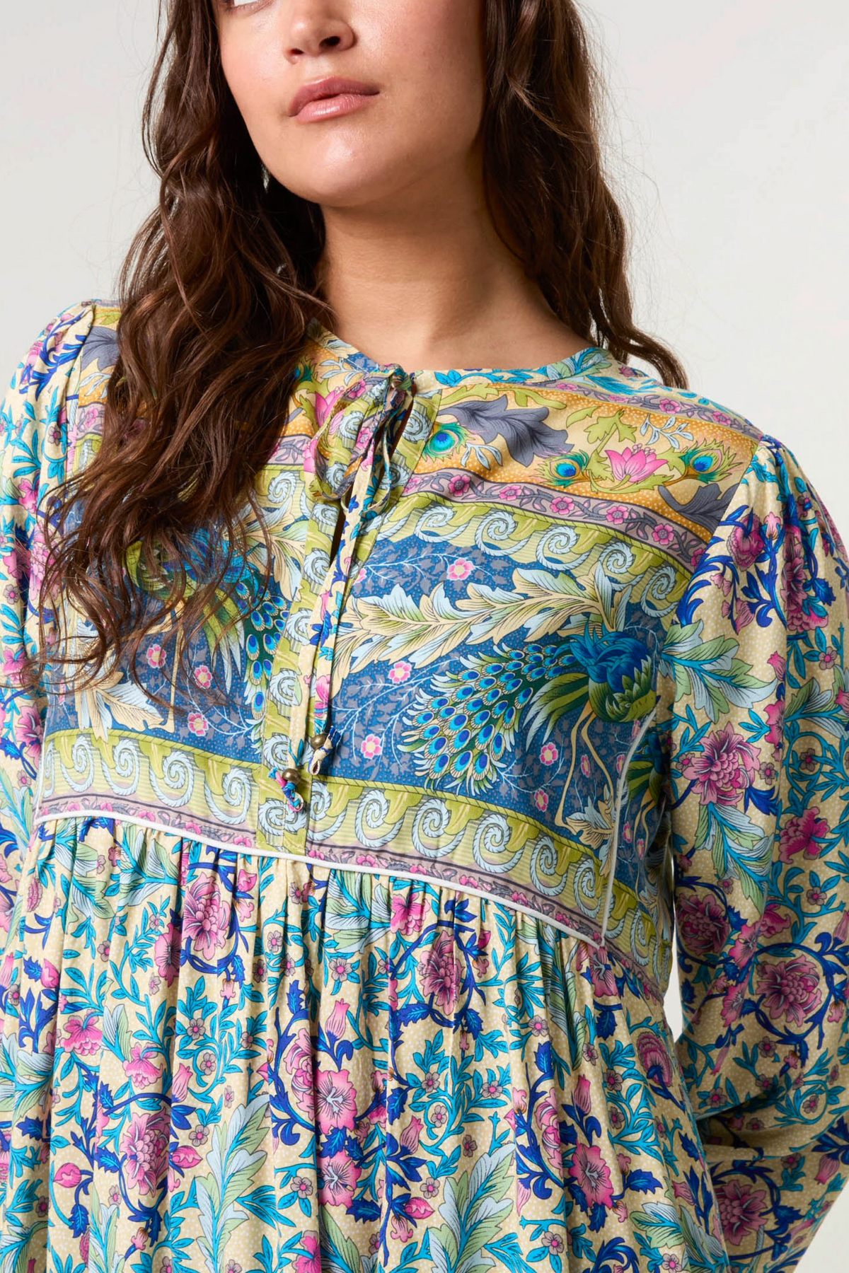 Bold Printed Tie Front Smock Dress