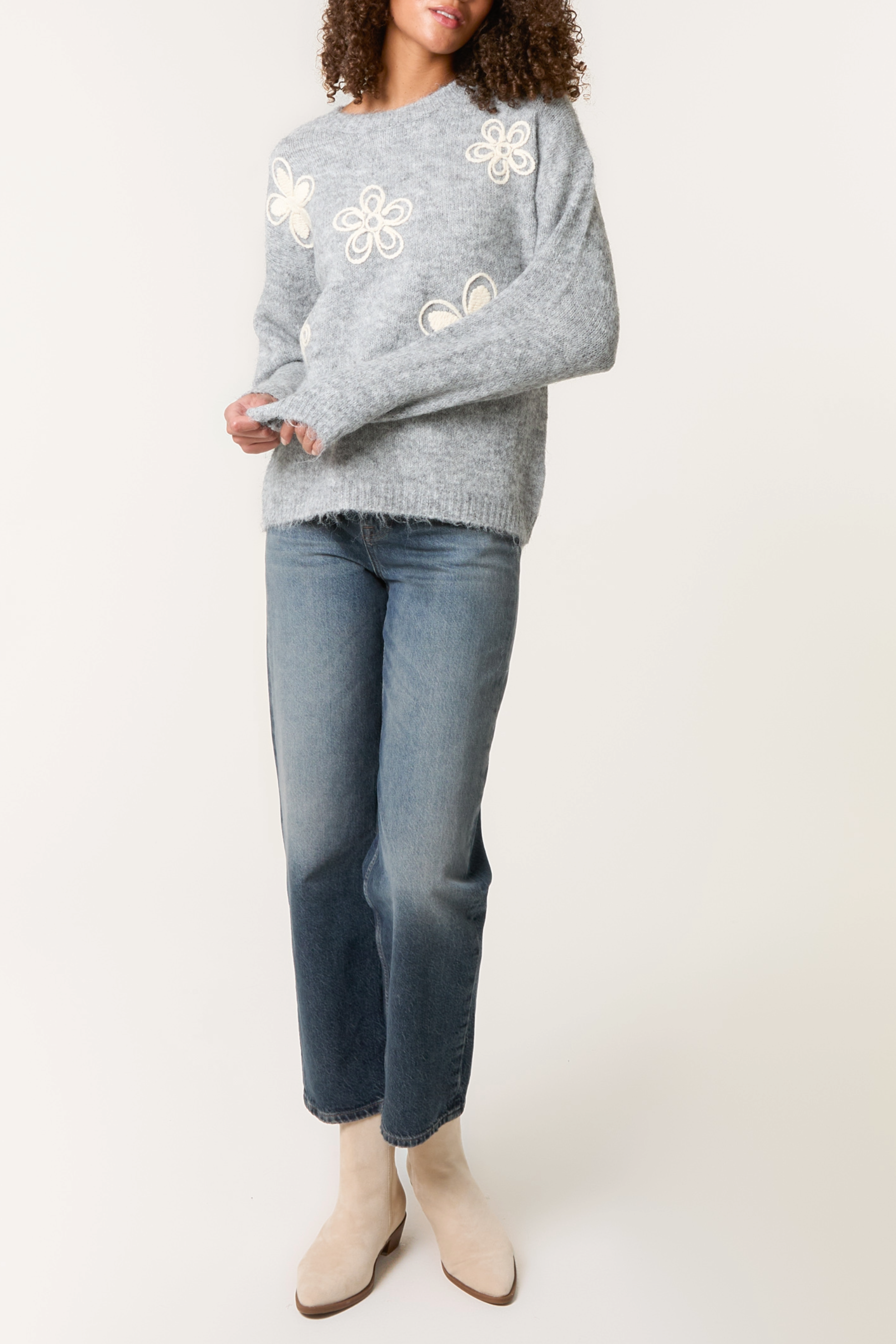 Embroidery Flowers Knit Jumper