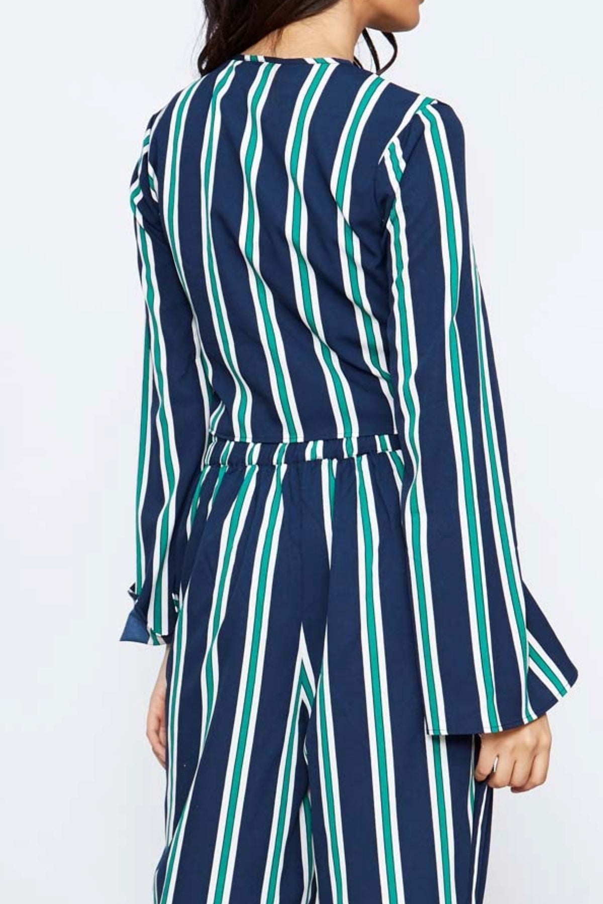 Striped Tie Front Crop Top