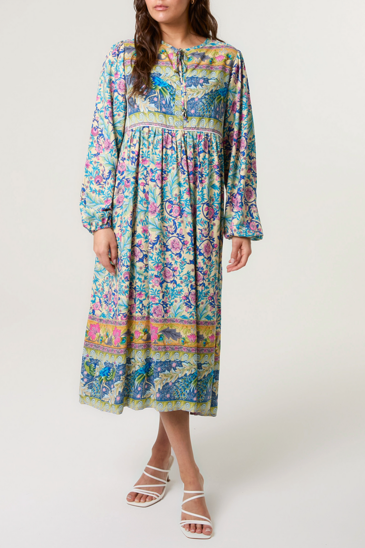 Bold Printed Tie Front Smock Dress