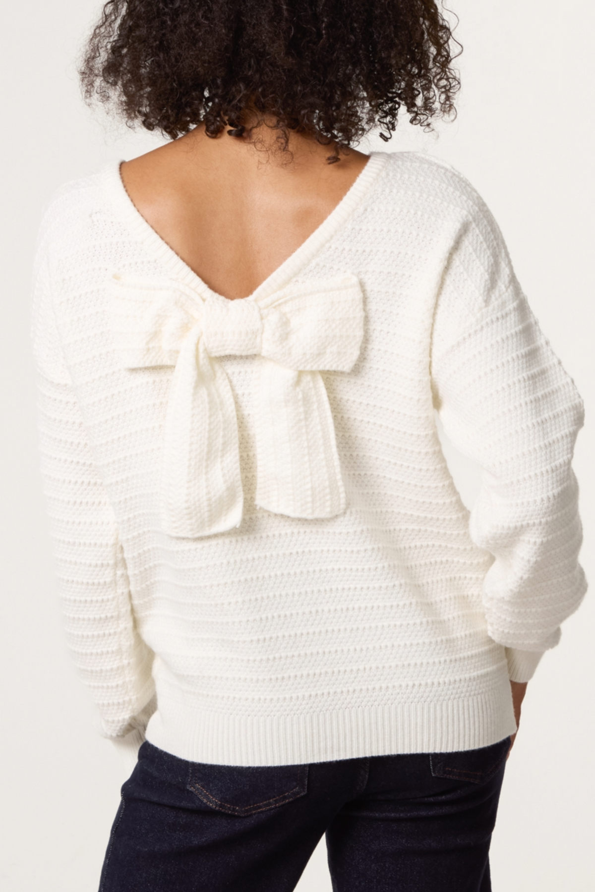 Textured Knit Bow Back Jumper