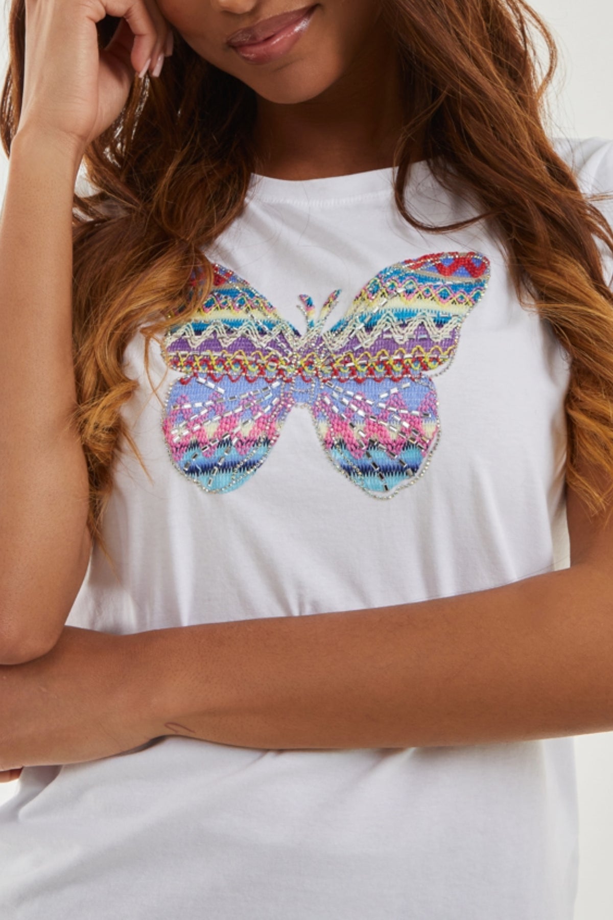 Embroidered Detail Butterfly T-Shirt