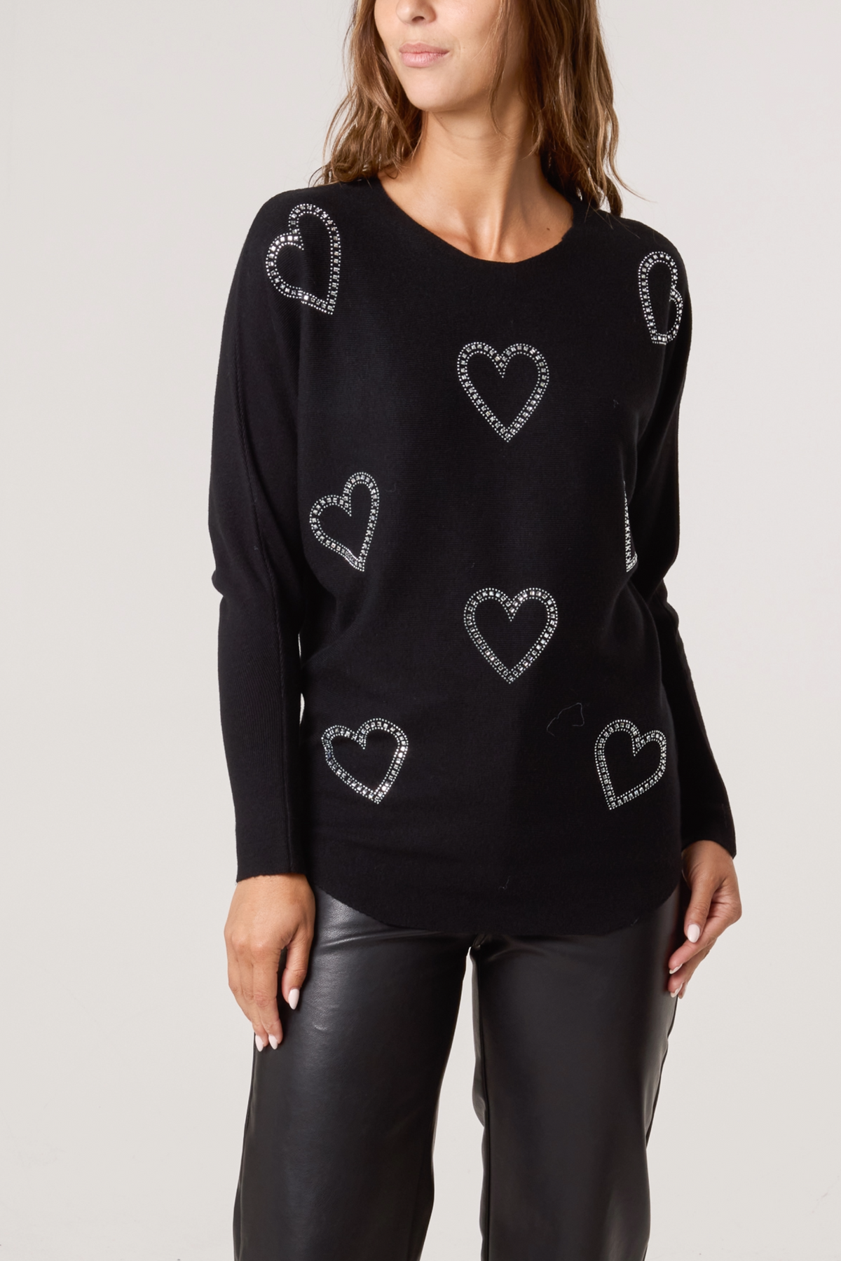 Sequin Heart Fine Knit Jumper