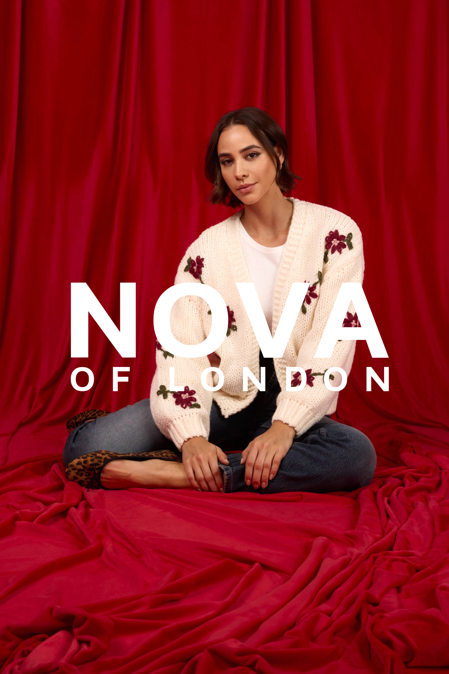 Floral Embroidery Open Knit Cardigan