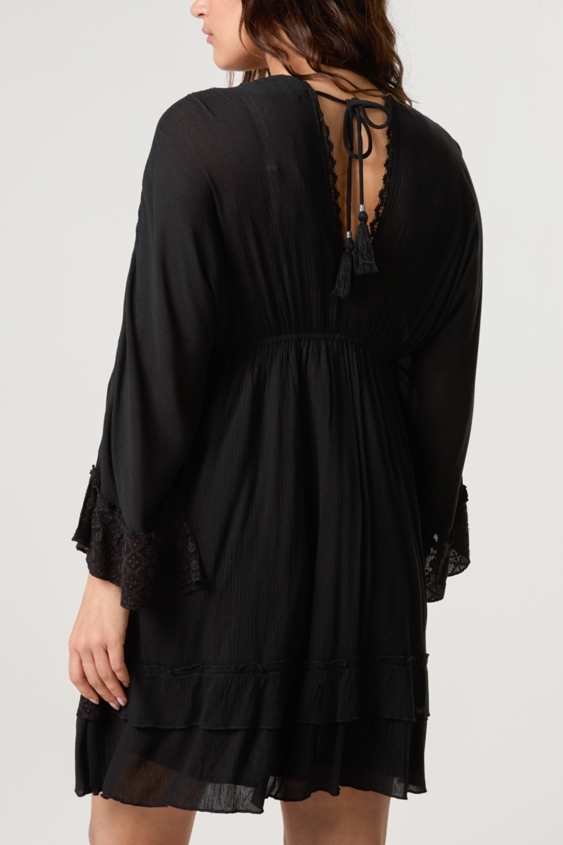Embellished & Tassel Kimono Mini Dress