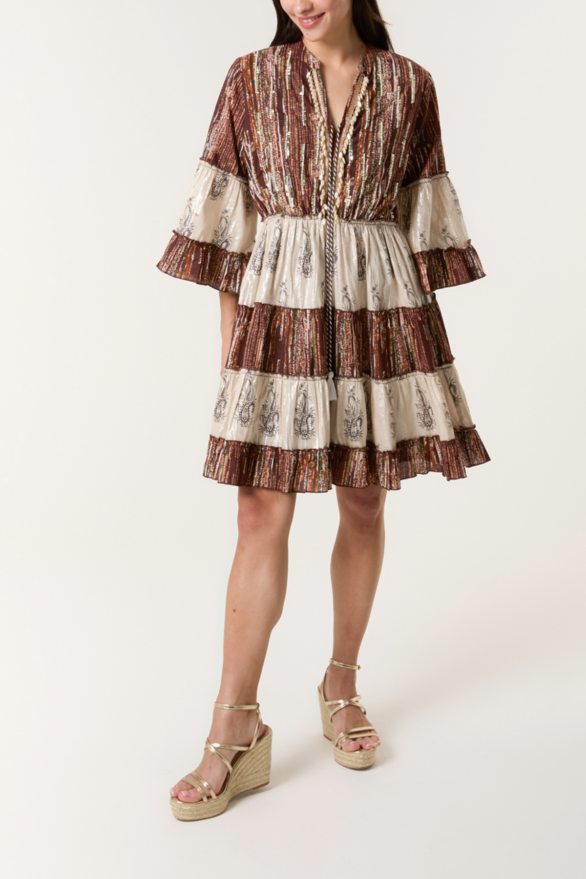 Embellished & Tassel Paisley Mini Dress