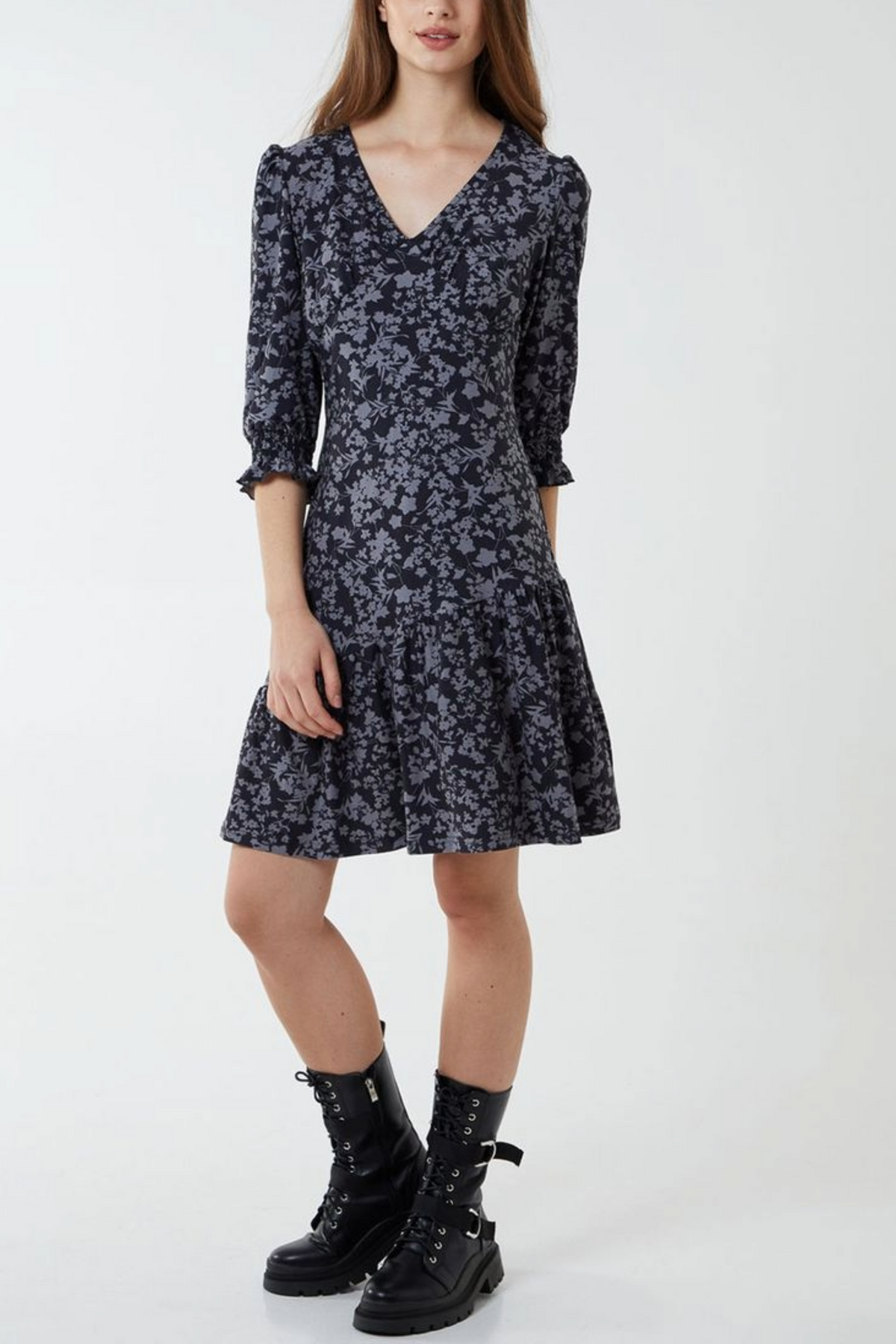 Floral V Front Tea Soft Touch Dress