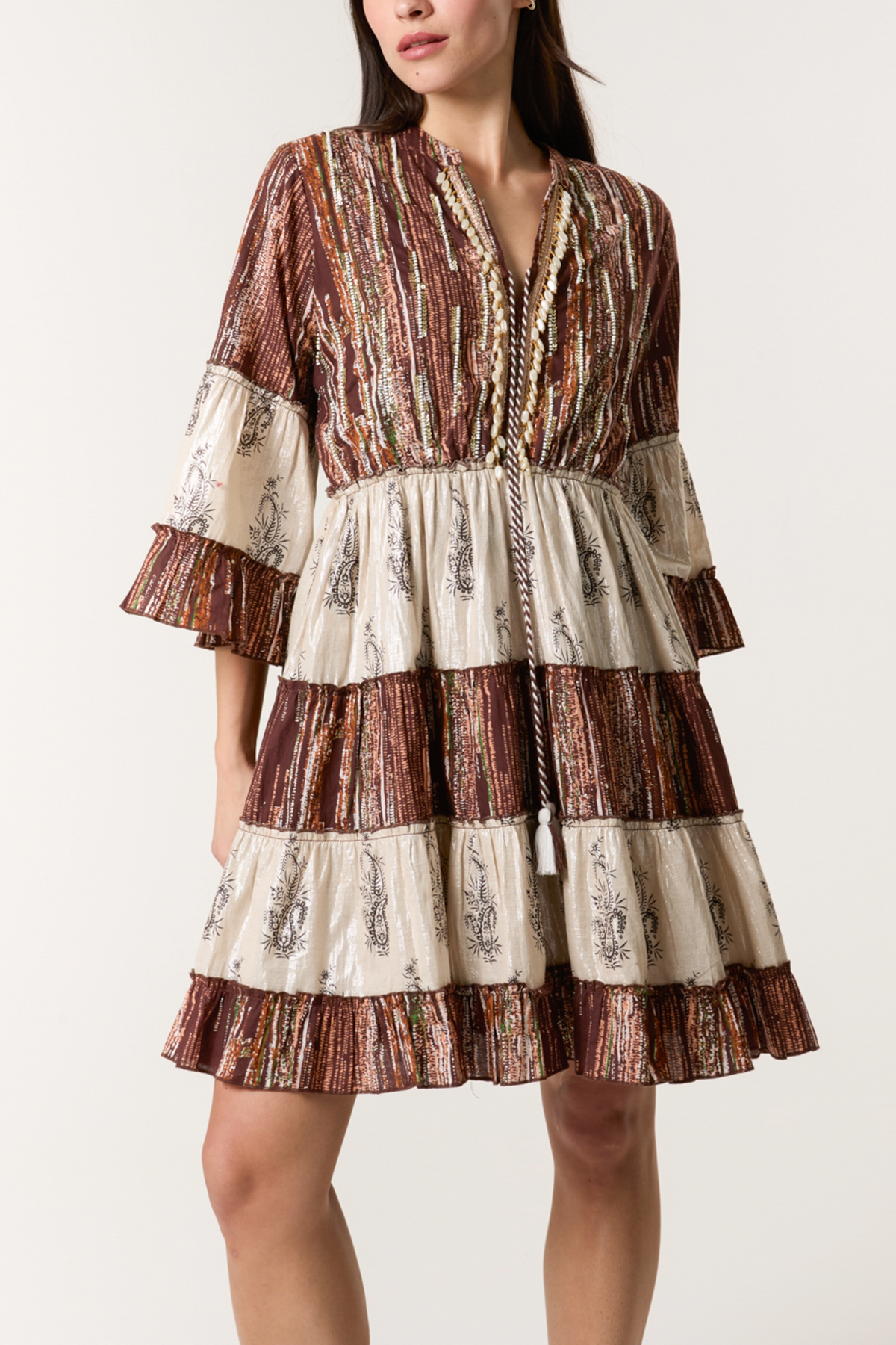 Embellished & Tassel Paisley Mini Dress