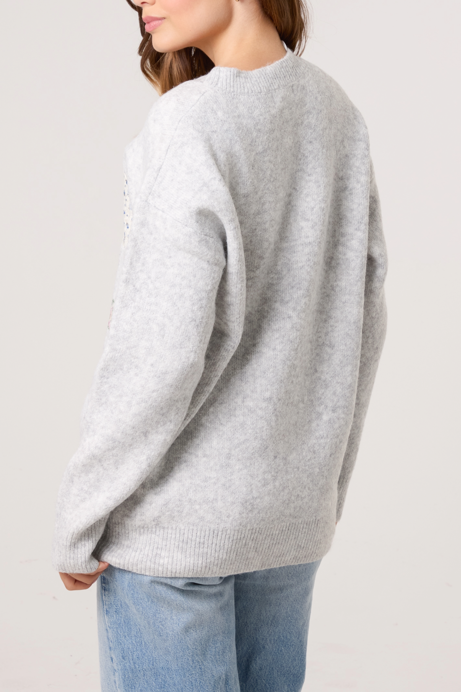 Embroidered Flower 'LOVE' Knit Jumper