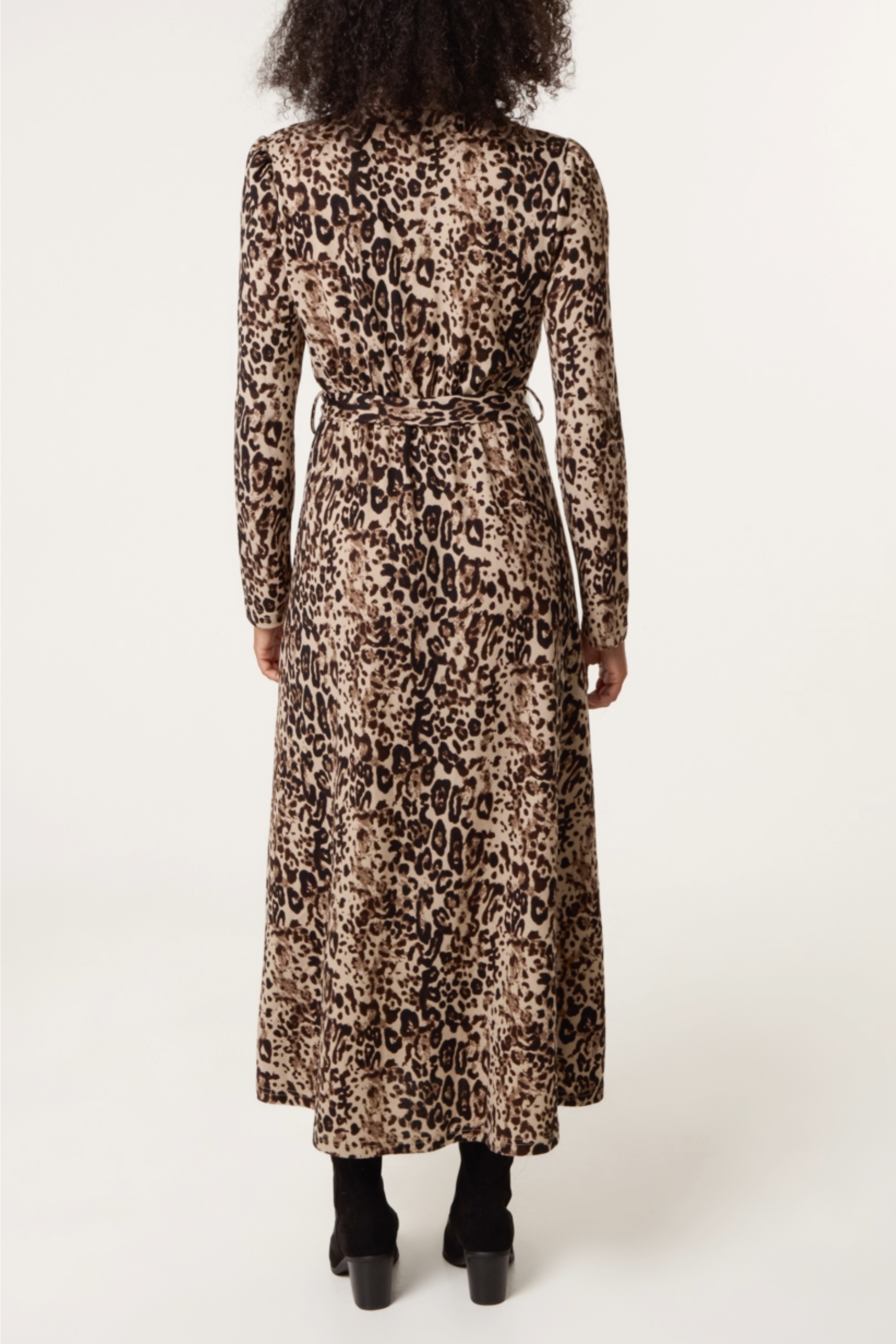 Animal Print Belted Shirt Dress