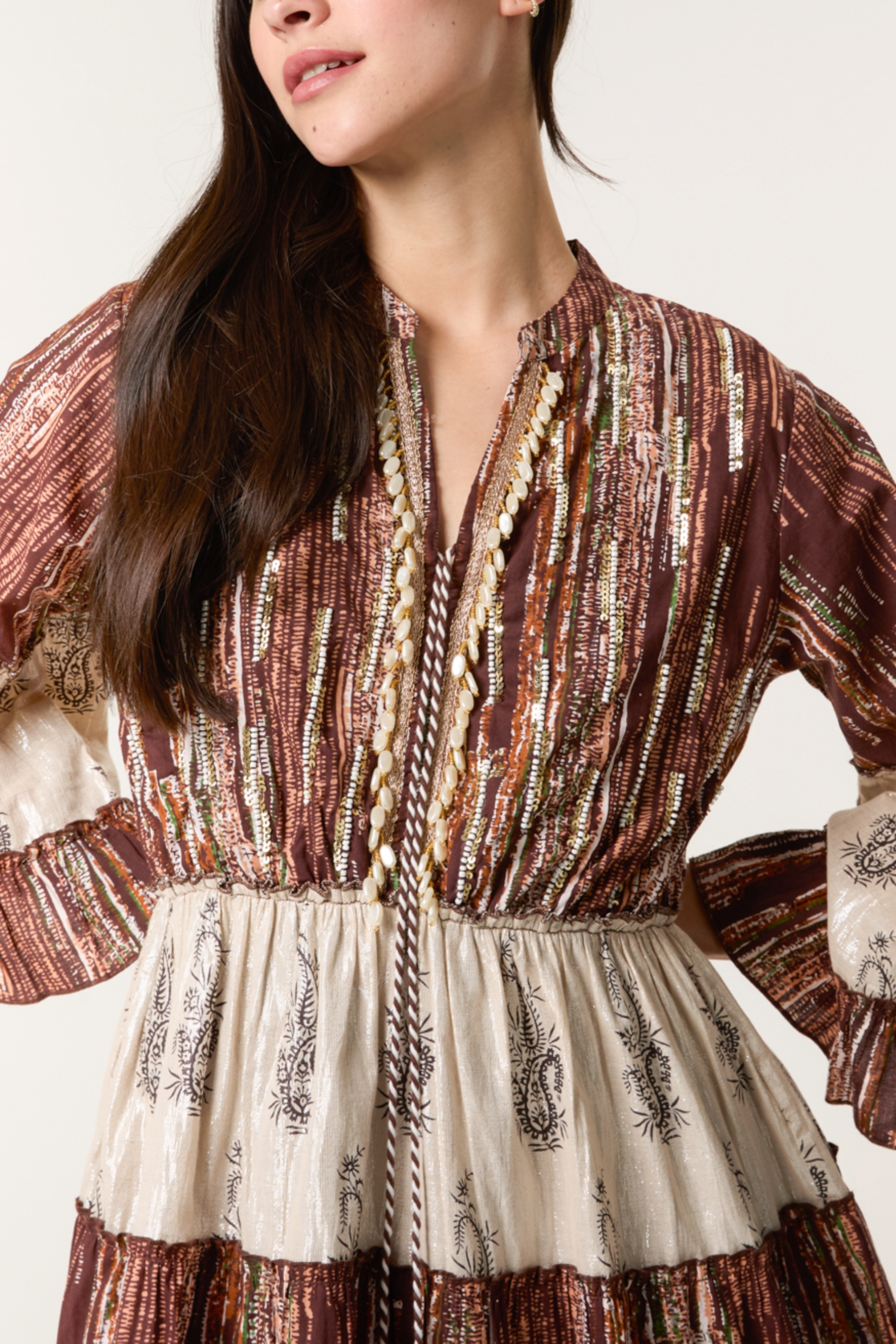 Embellished & Tassel Paisley Mini Dress