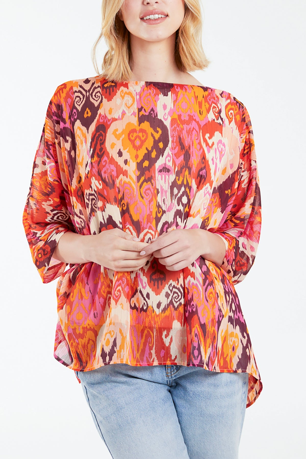 Bold Print Kimono Top
