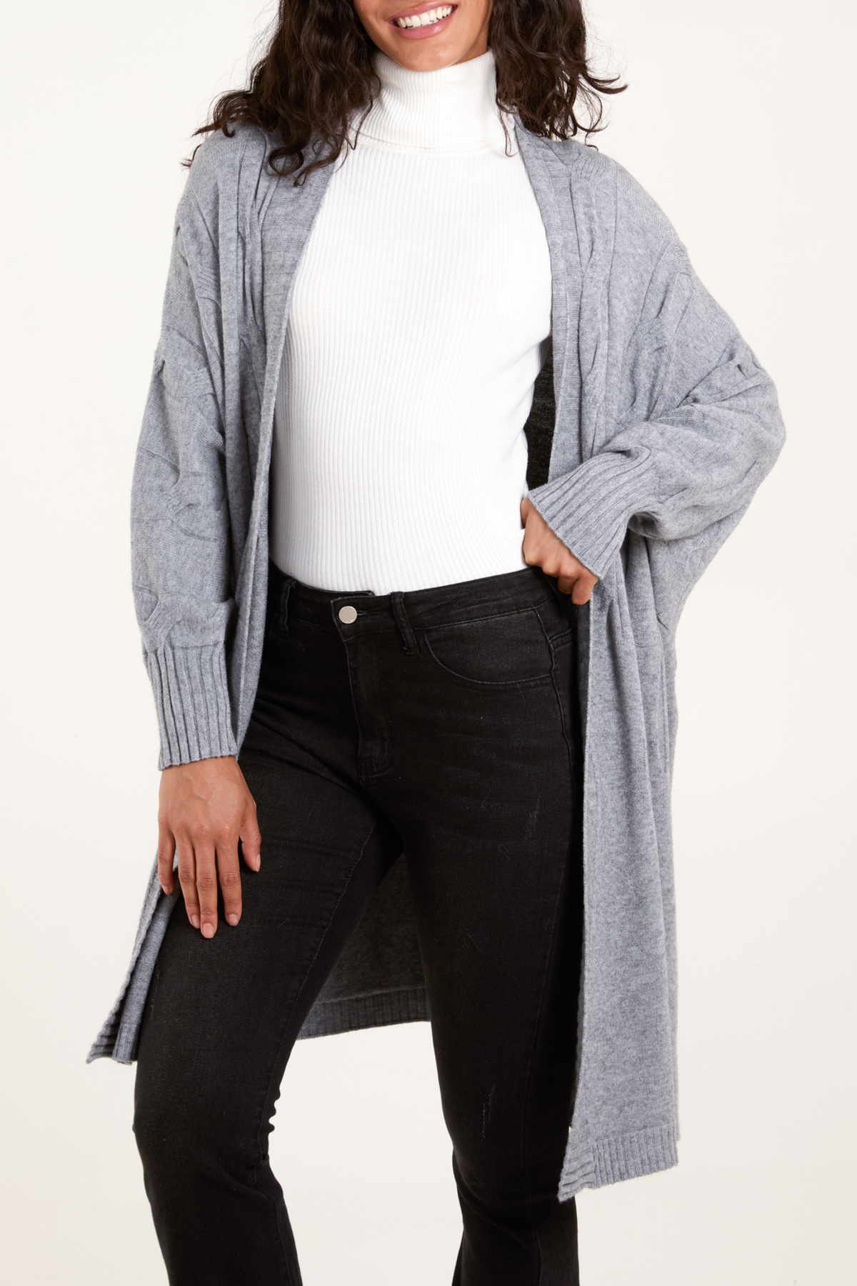 Cable Knit Pocket Cardigan