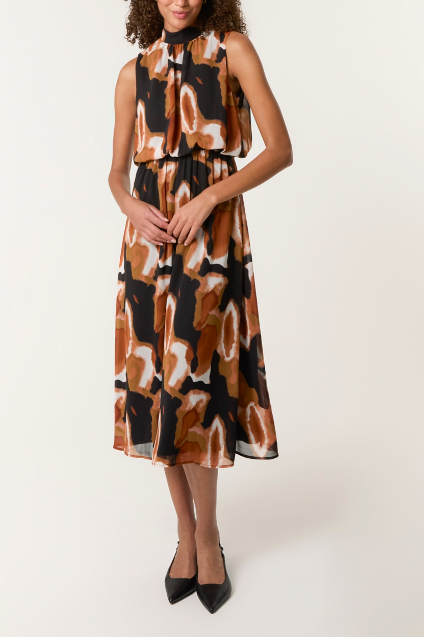 Abstract Sleeveless Puffball Dress
