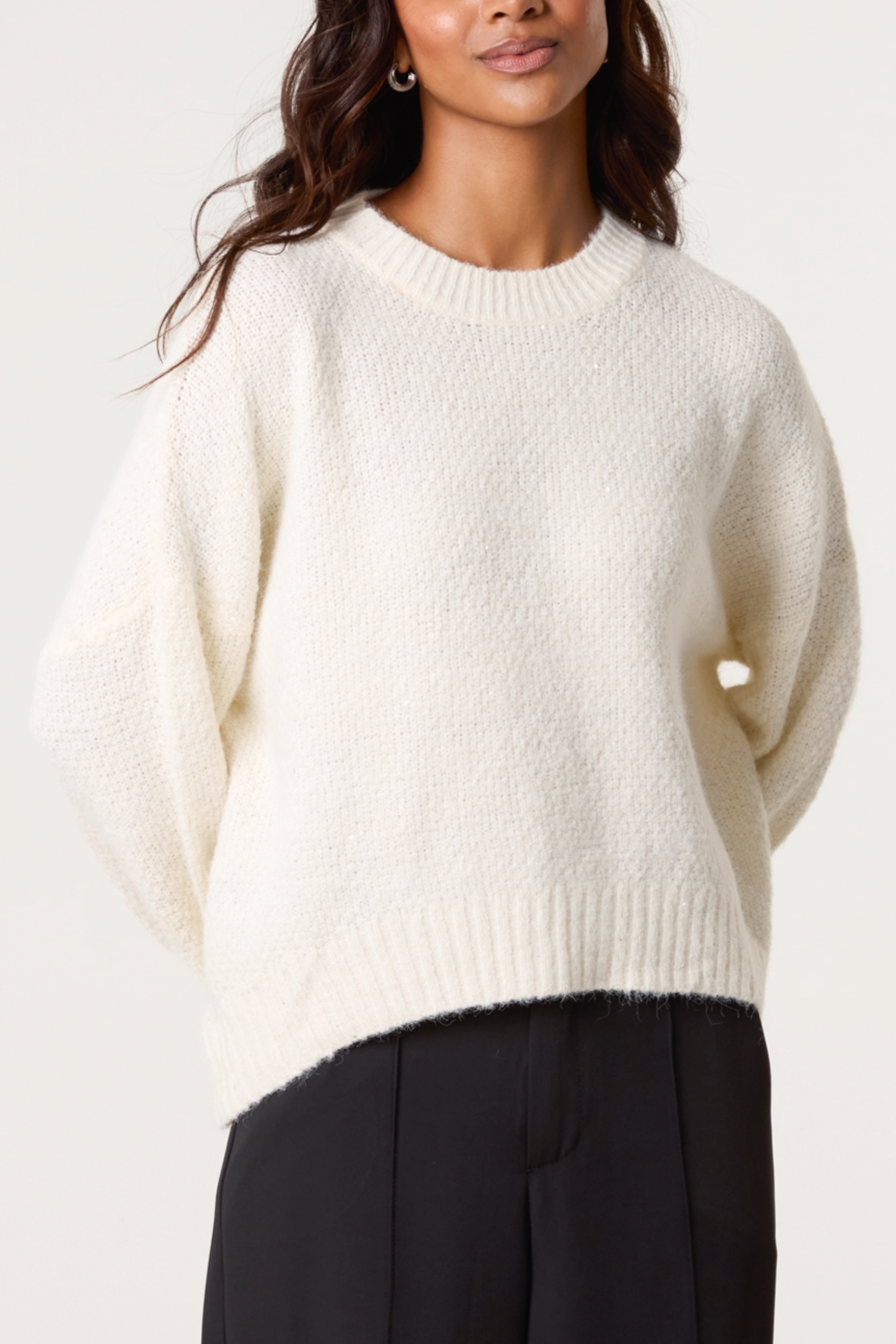 Textured Knit Crew Neck Jumper