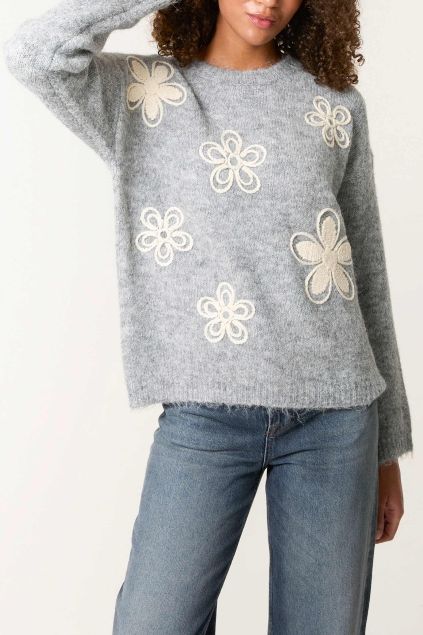 Embroidery Flowers Knit Jumper