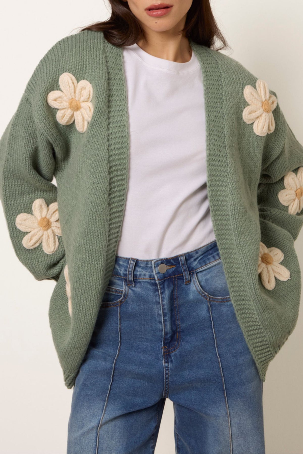 Daisy Knit Flower Cardigan