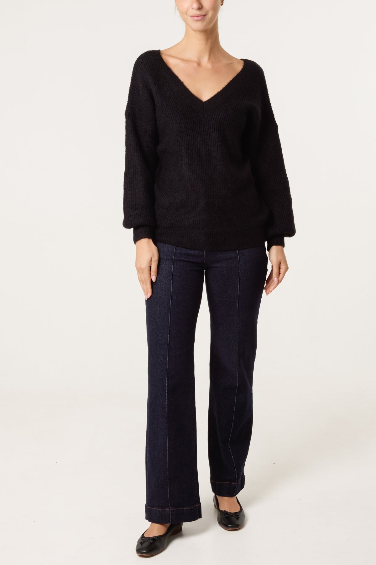 Front & Back V-Neck Knit Jumper