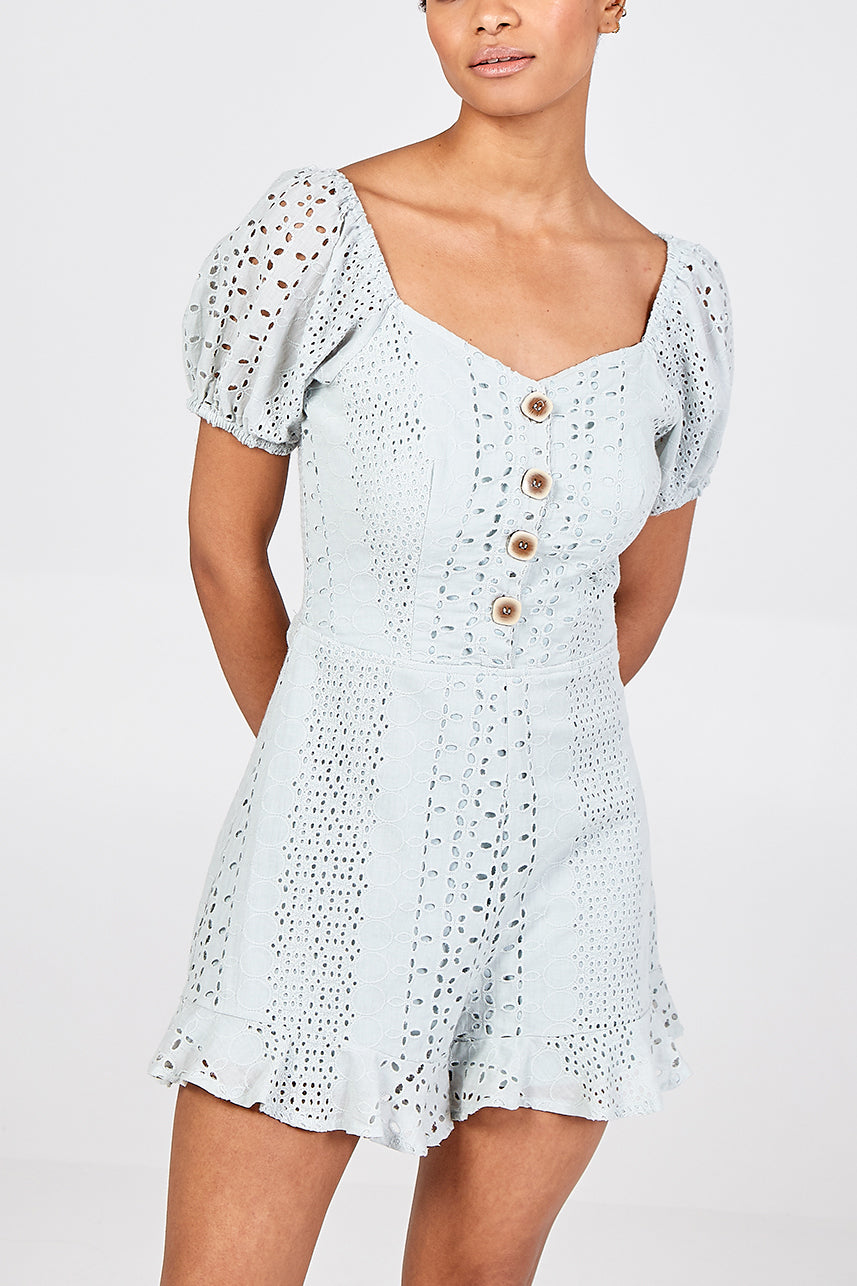 Broderie Anglaise Square Neck Playsuit