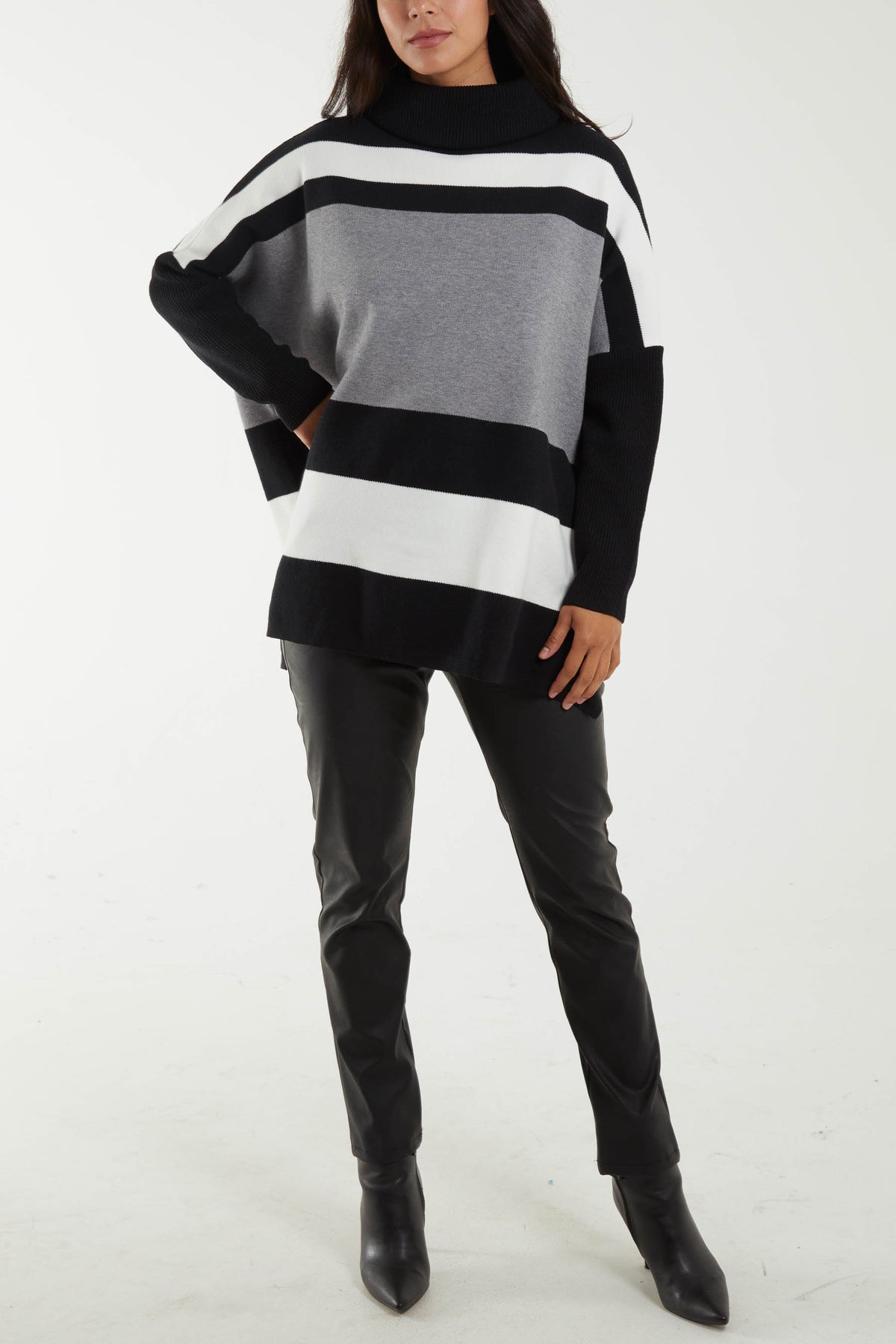 Roll Neck Colour Block Jumper