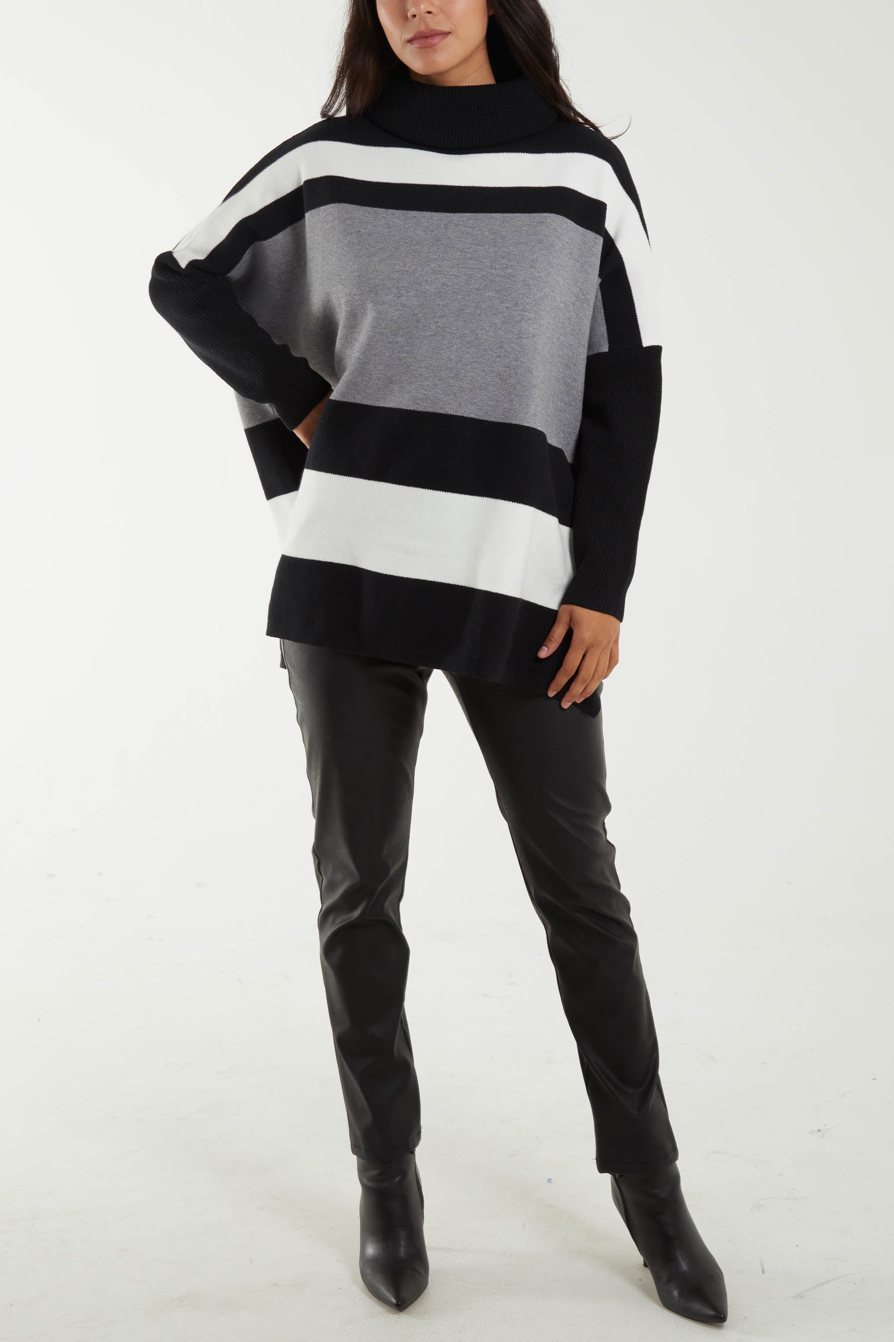 Roll Neck Colour Block Jumper