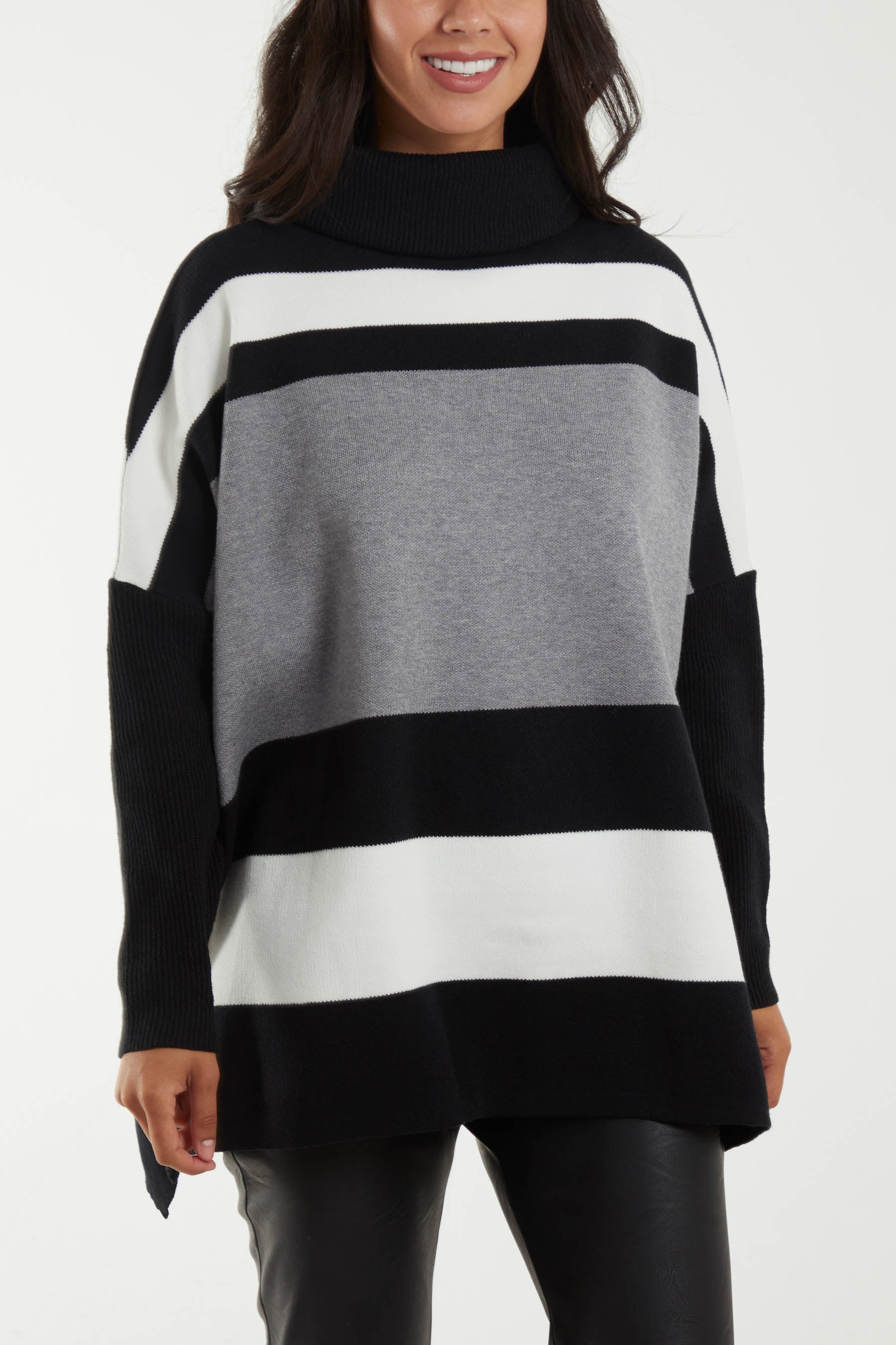 Roll Neck Colour Block Jumper