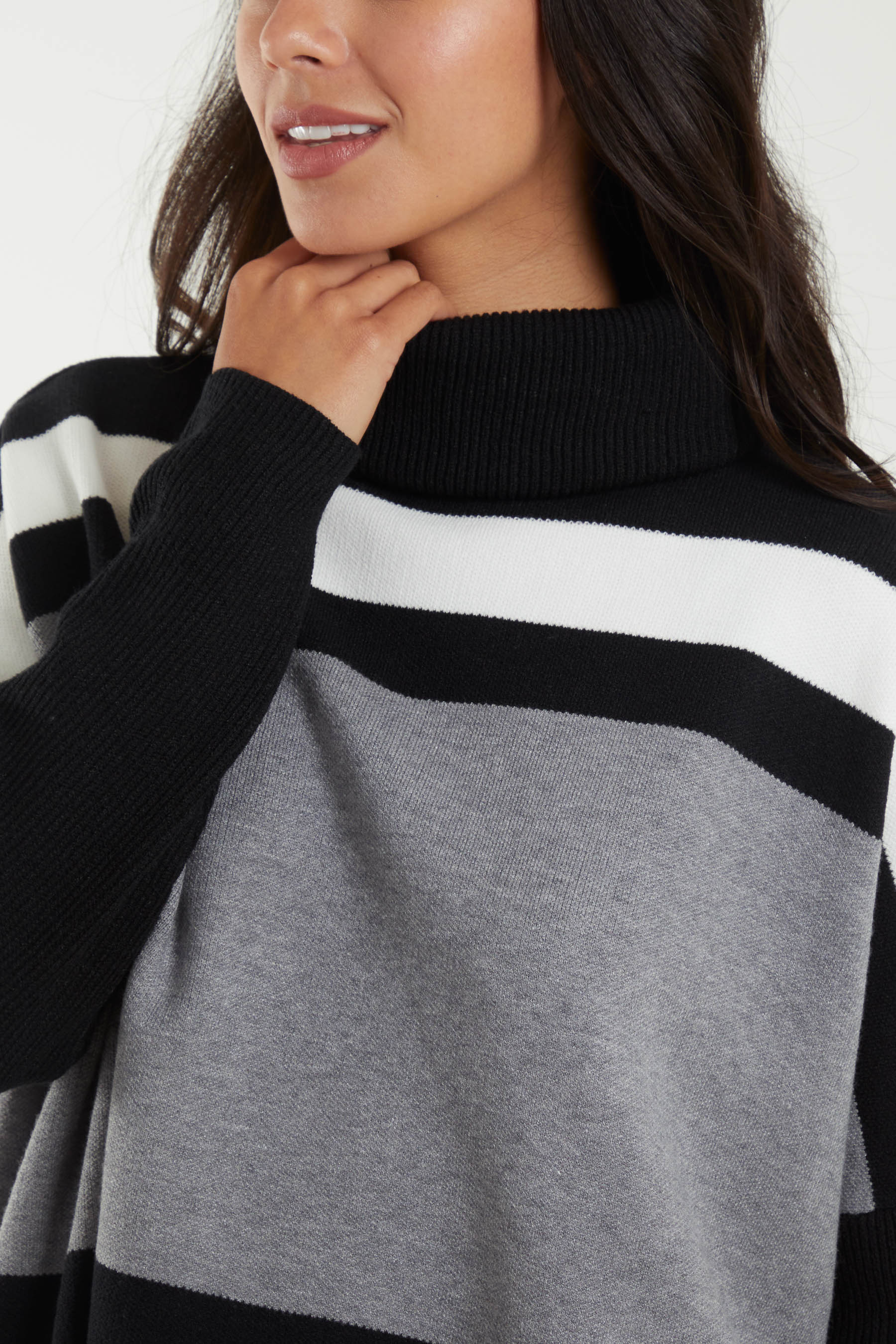 Roll Neck Colour Block Jumper