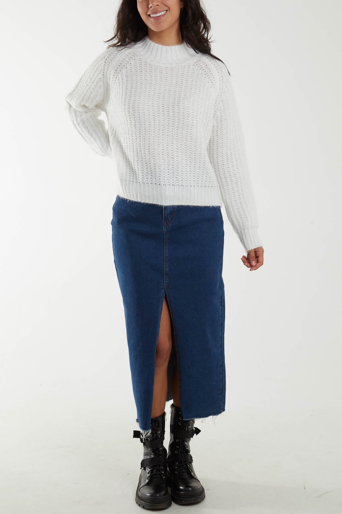 Soft Cable Knit High Neck Jumper