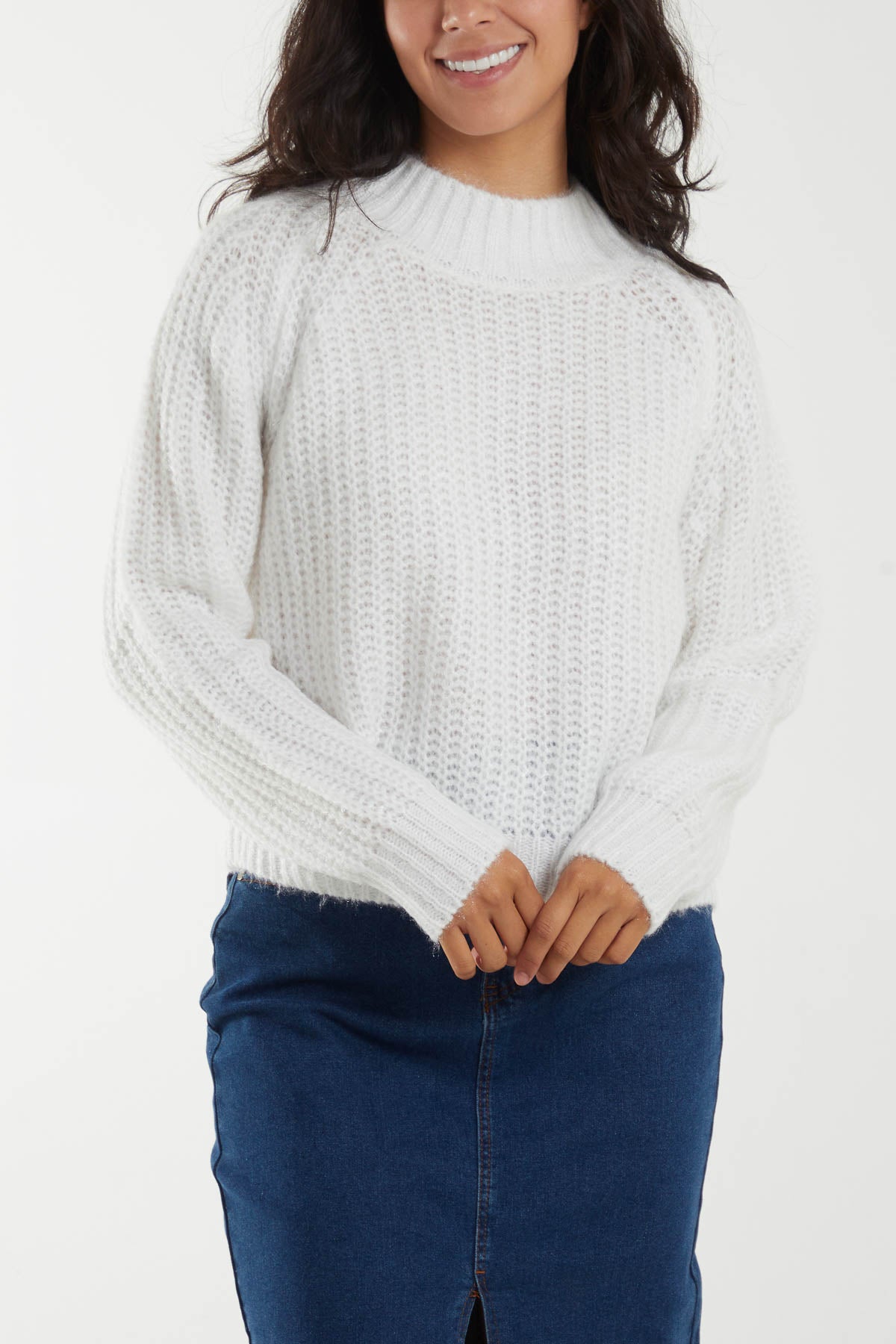 Soft Cable Knit High Neck Jumper