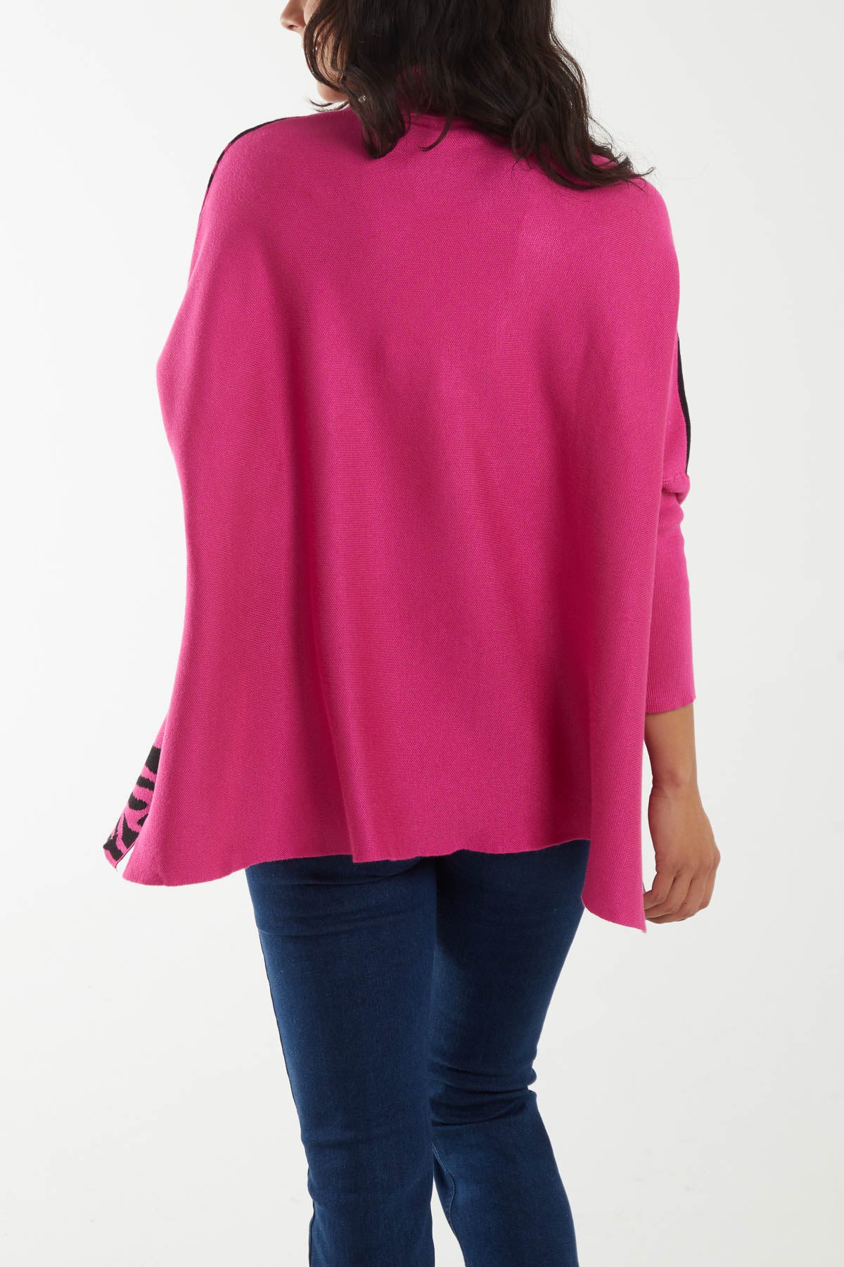 Zebra Pattern High Neck Batwing Jumper