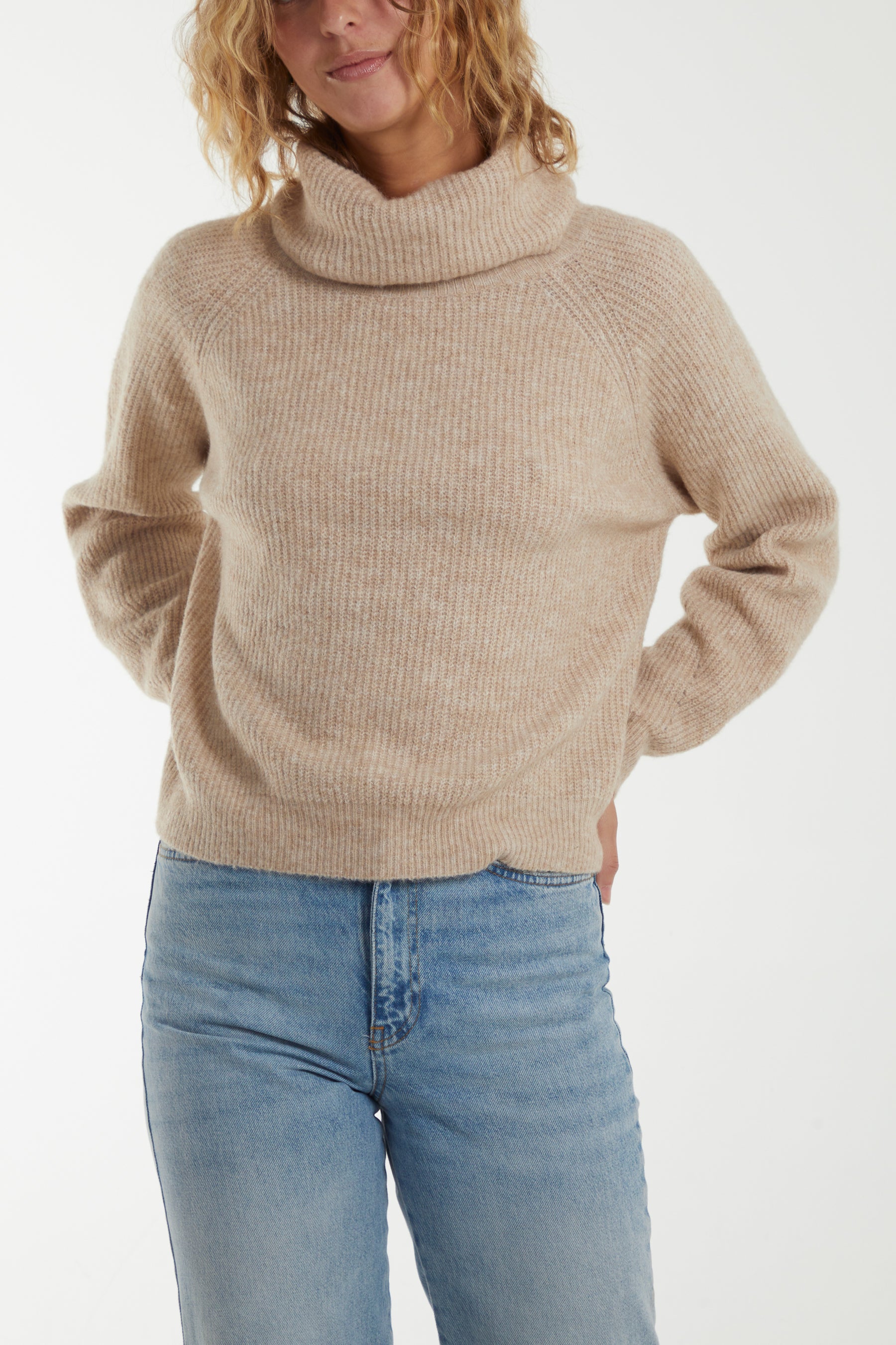 Roll Neck Pointelle Knit Jumper