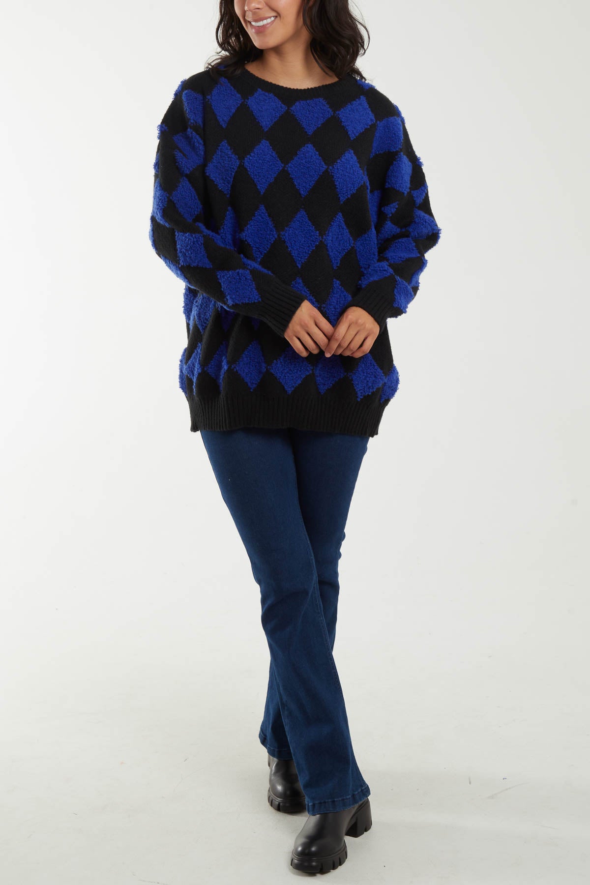 Flocking Diamond Argyle Knit Jumper