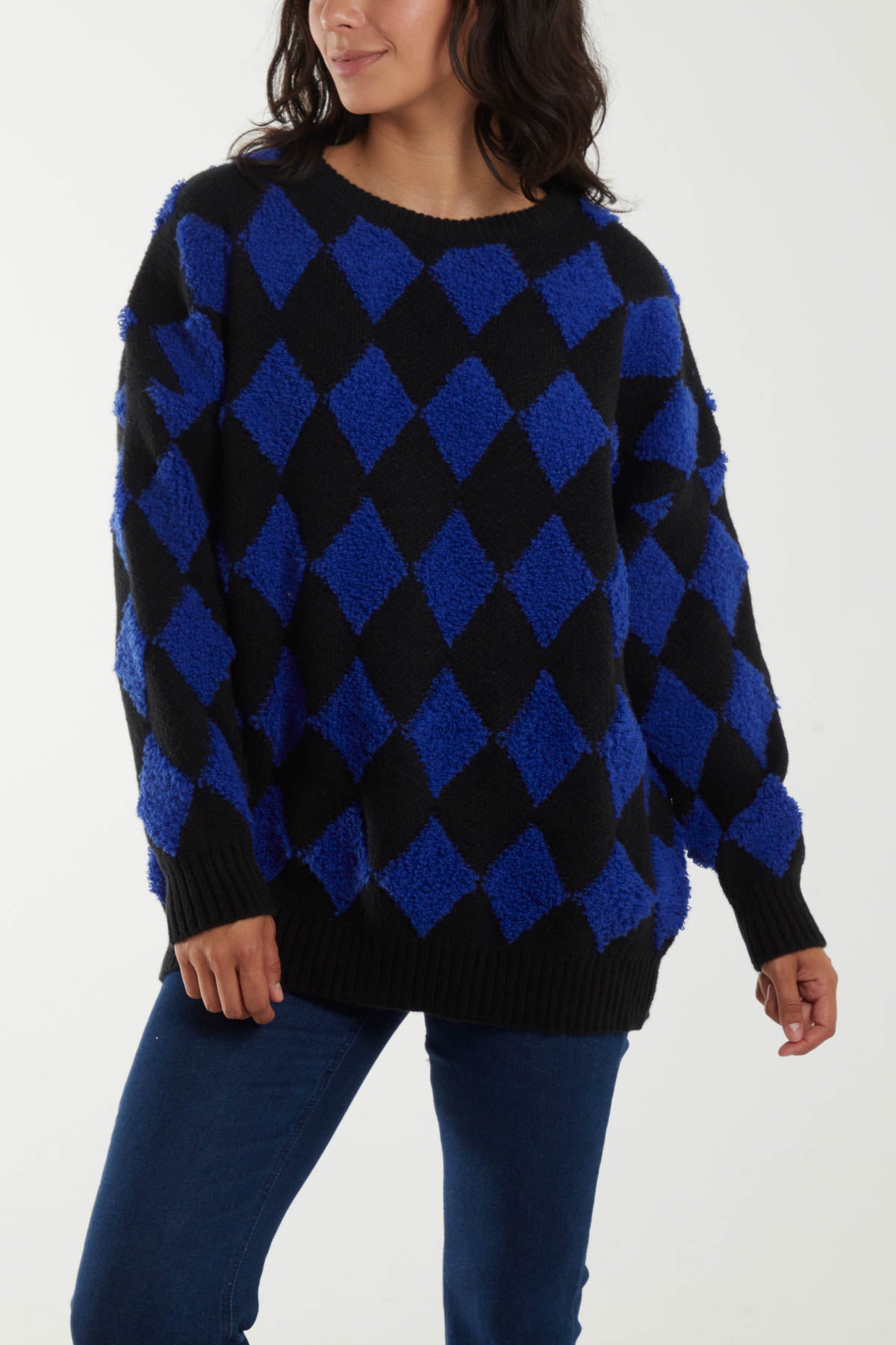 Flocking Diamond Argyle Knit Jumper