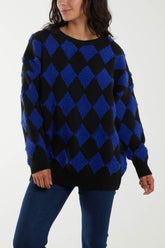 Flocking Diamond Argyle Knit Jumper
