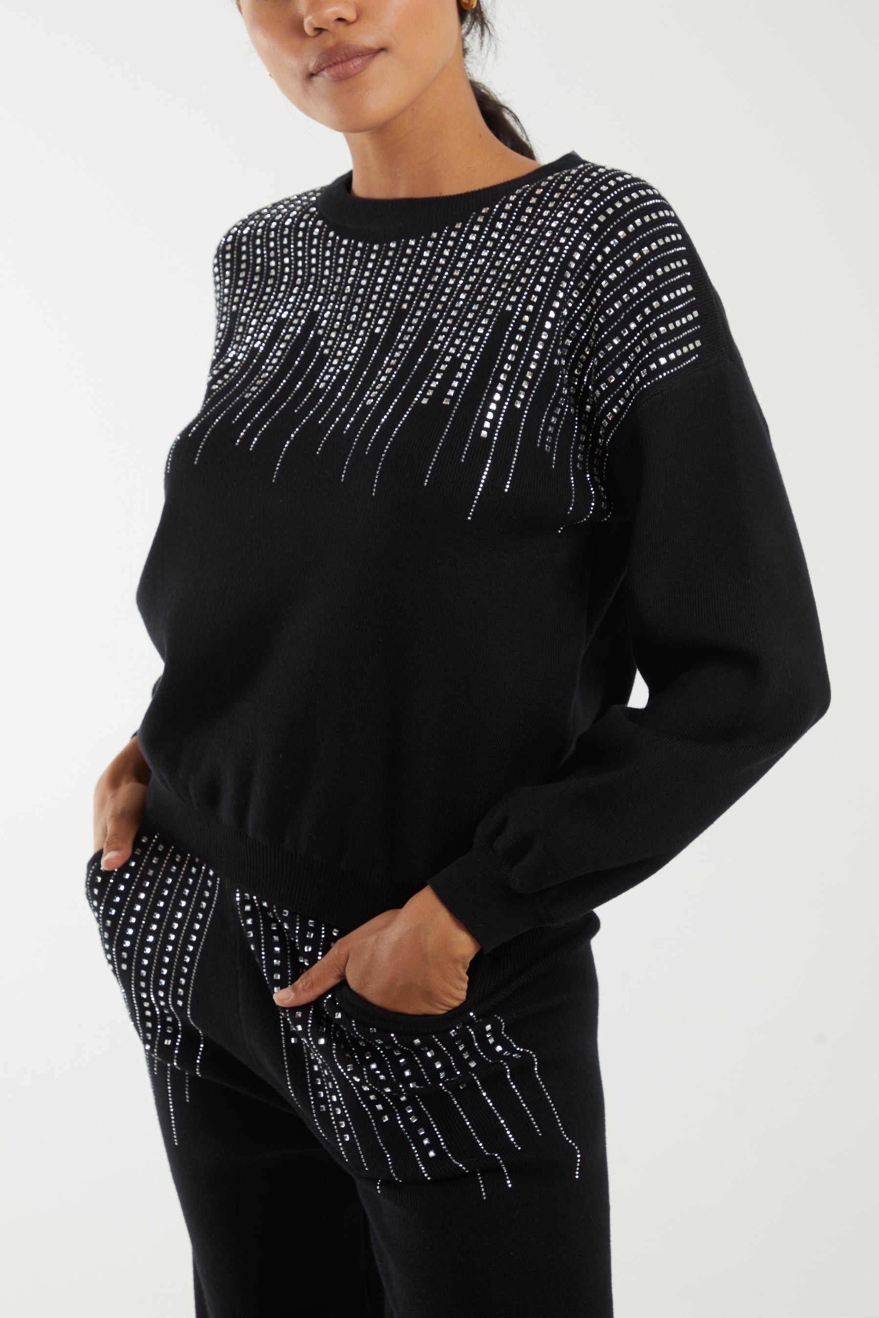 Round Neck Sequin Jumper Co-Ord Set