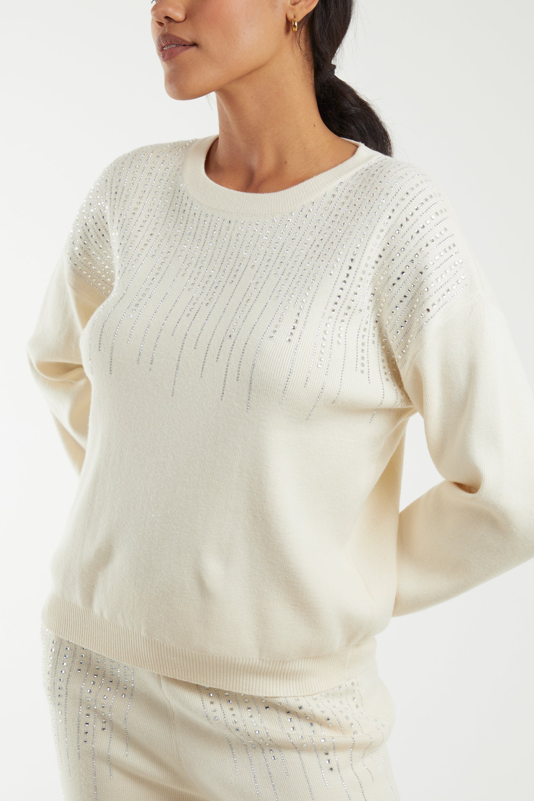 Round Neck Sequin Jumper Co-Ord Set