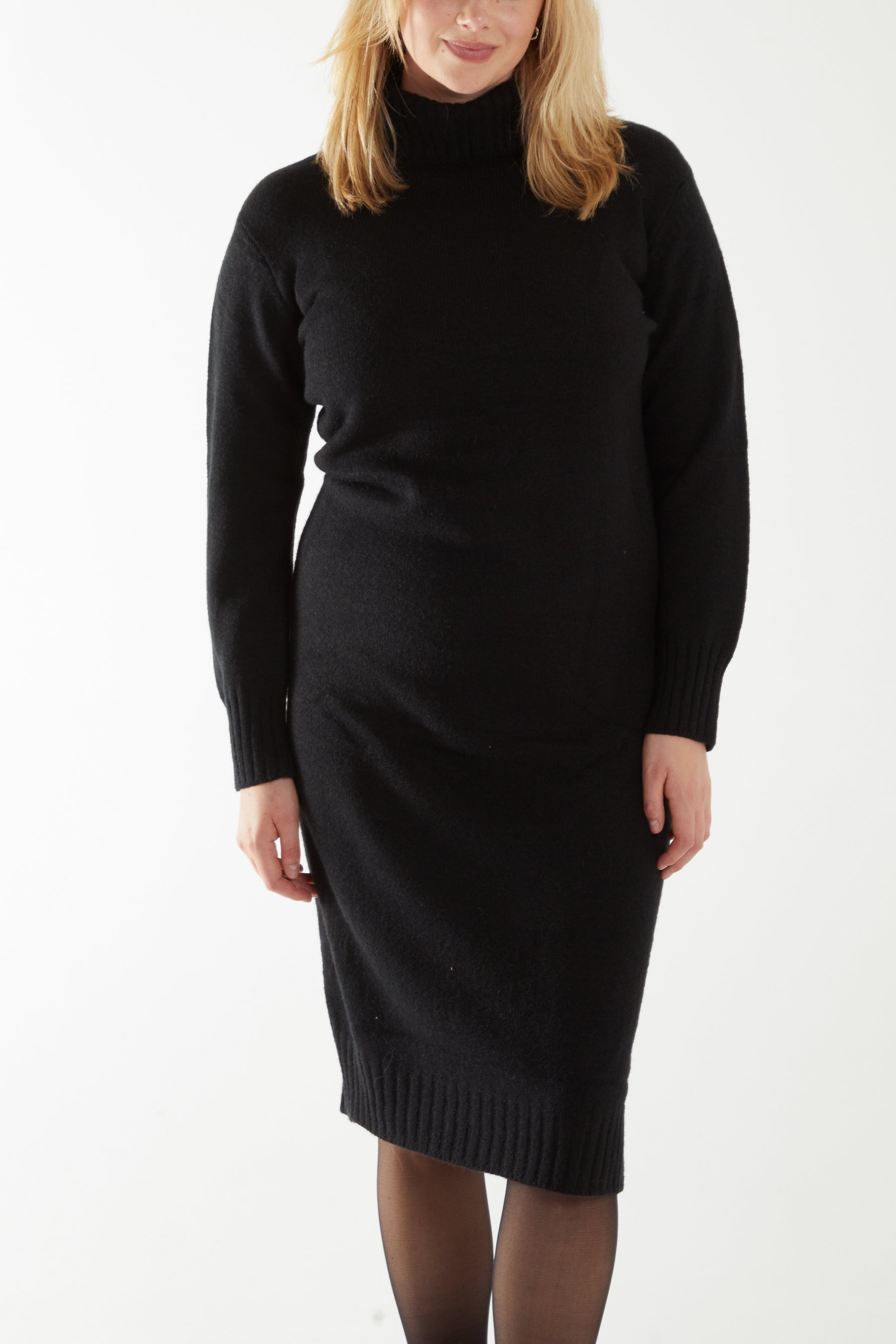 Knit Roll Neck Midi Jumper Dress