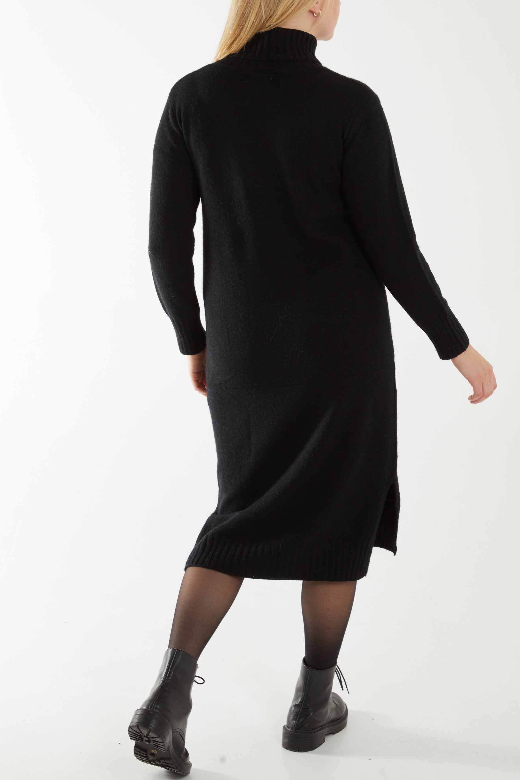 Knit Roll Neck Midi Jumper Dress