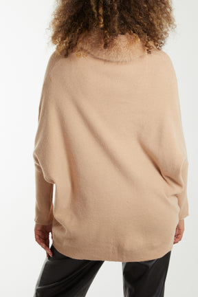 Fluffy Batwing Buckled Jacket
