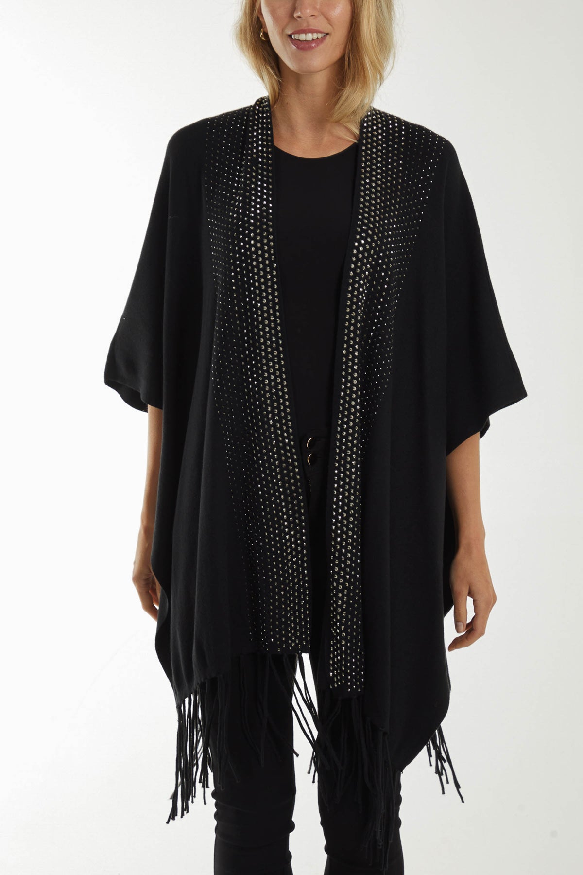 Diamante Tassel Poncho Cardigan